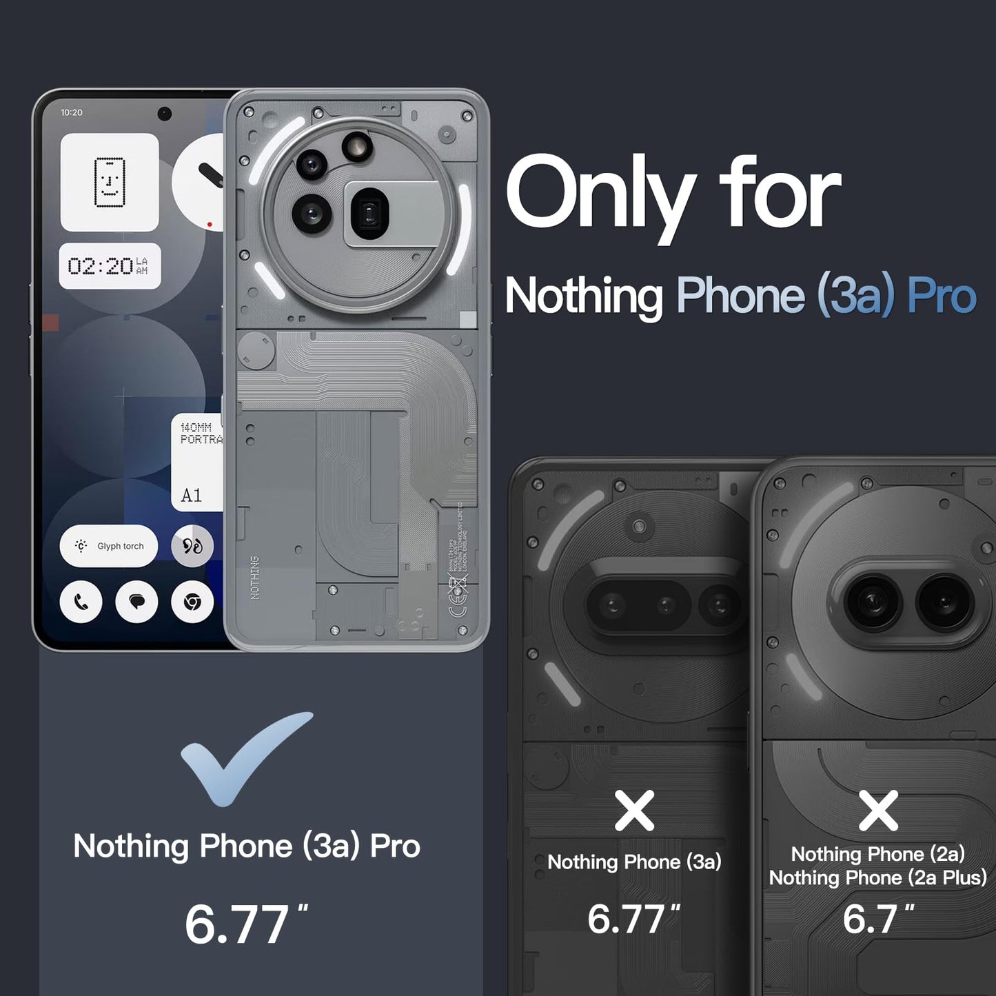 Jetech Case For Nothing Phone 3A Pro, Clear Shockproof Bumper Cover, Anti-Scratch Hard Back, Protective Slim Fit, Non-Yellowing,