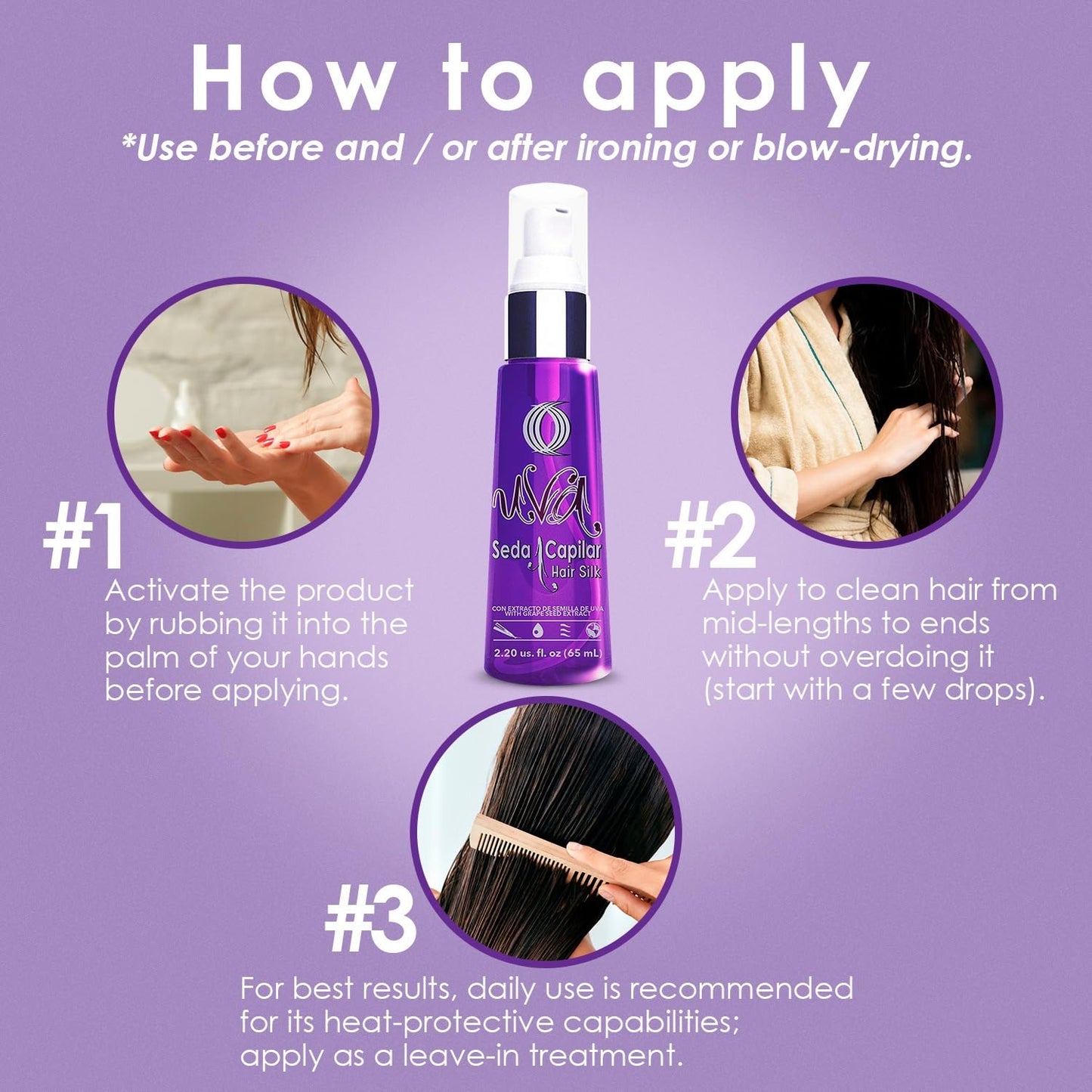 OURO Anti-Frizzy Hair Silk with Grape Seed Extract - Restores, Strengthens, Smooths, Provides Extreme Protection, Prevents Split
