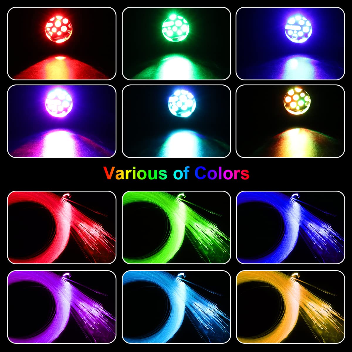 AKEPO 16W RGBW APP Twinkle Fiber Optic Lights, Small Size Music Activated 450pcs 0.03in 9.8ft/3m Optical Fiber Star Ceiling Light Kit for Car Headliner Star/Home