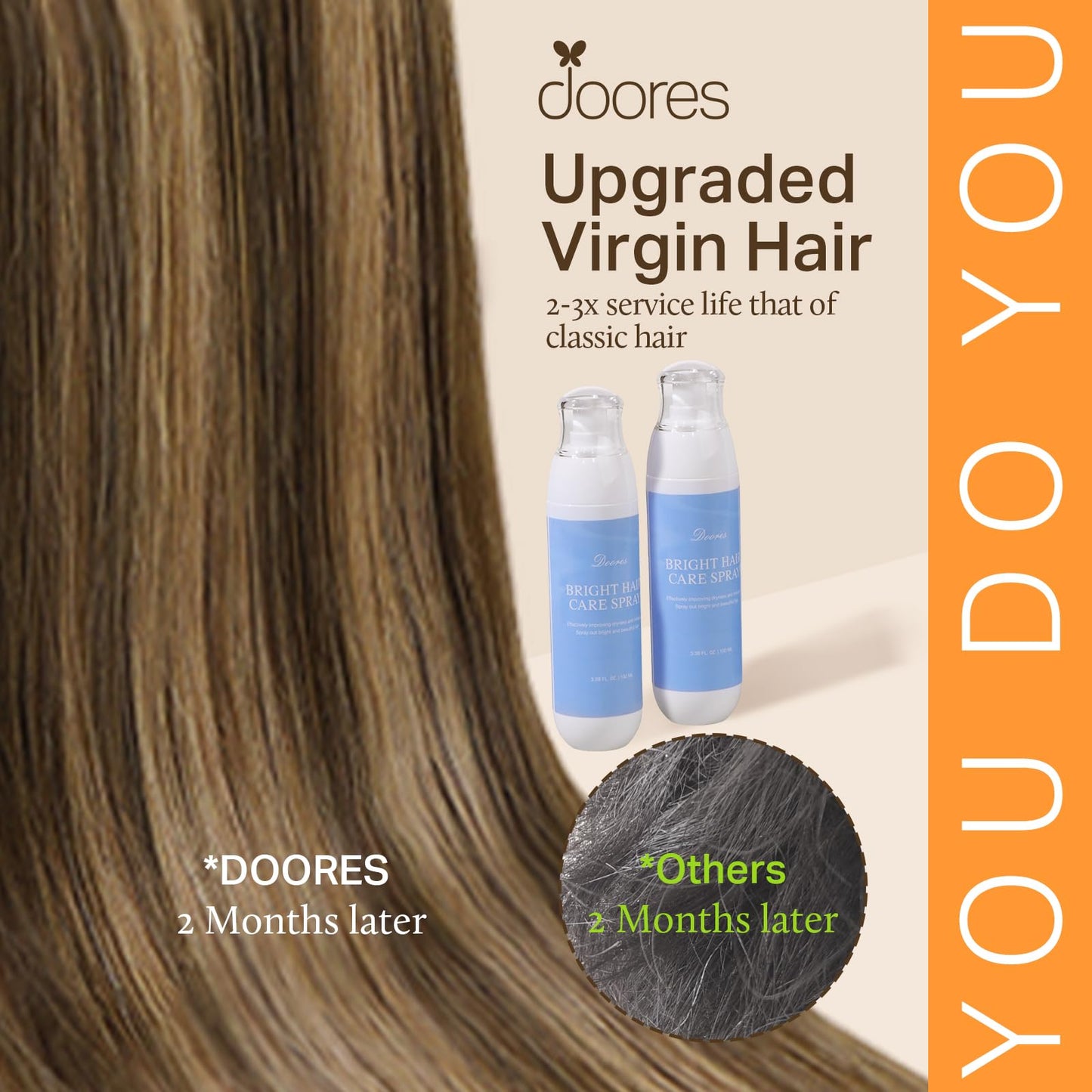 DOORES Clip in Hair Extensions, Chocolate Brown to Caramel Blonde 130gg 9pcs 14 Inch Virgin Straight Human Hair Extensions for W