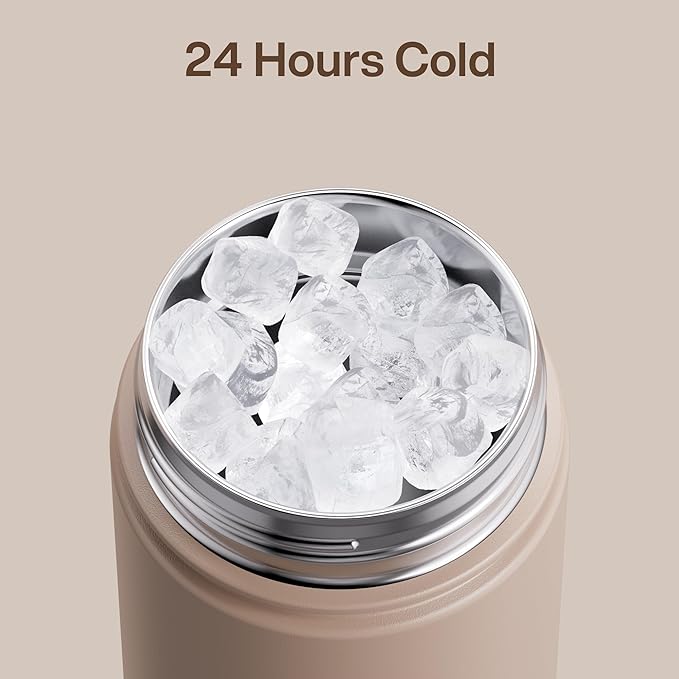 ENCOOL Insulated Water Bottle with Straw Stainless Steel Water Bottle, Leak-Proof, BPA-Free, Double Wall Vacuum Keeps Cold for 24 Hours for Sports, Travel, School (26 oz, Raw Umber)