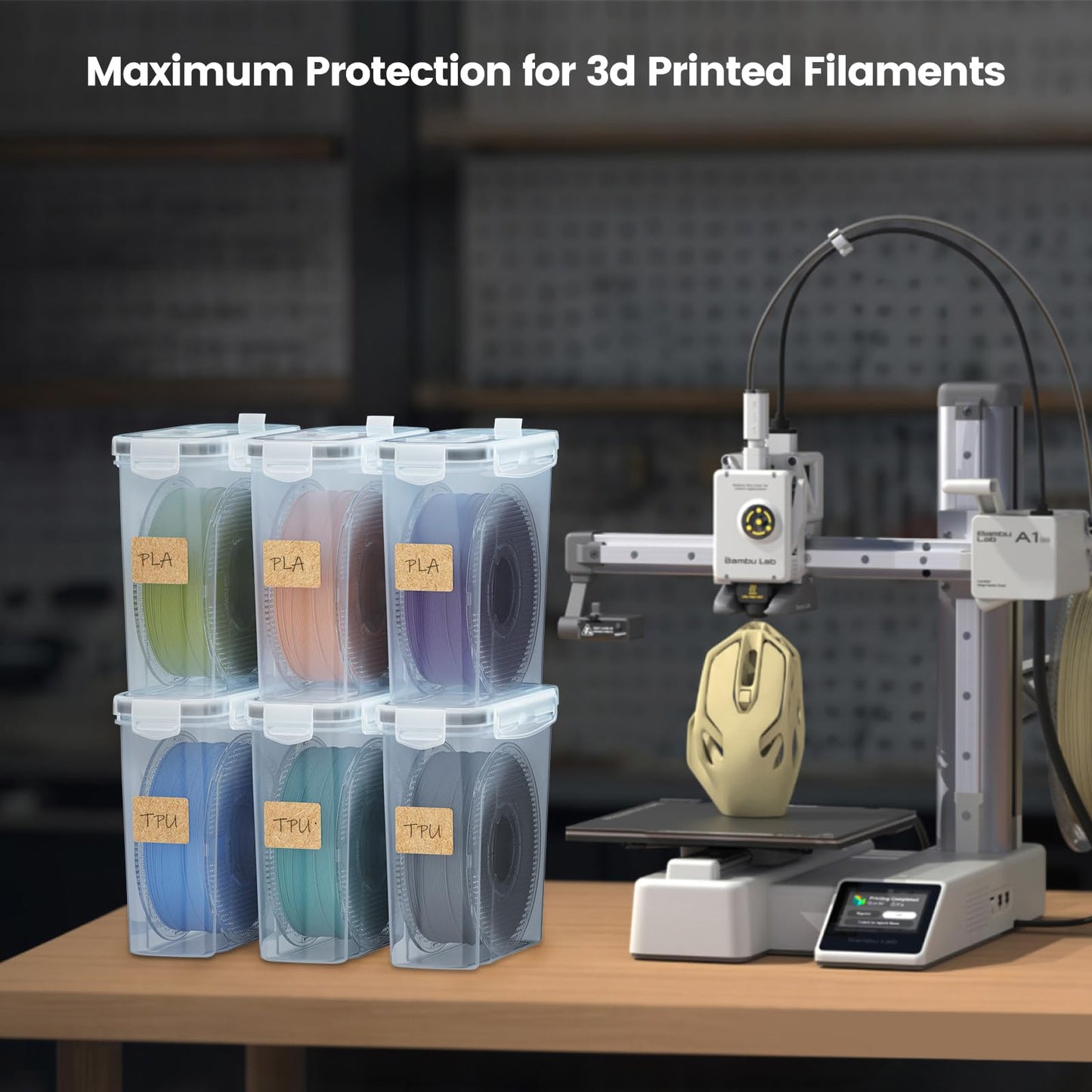 YOOPAI Filament Storage Box - 6 Pack Filament Container for 3D Printing Sealing and Protection - Portable Storage Box with Desiccants&Label for Home&Office,Water-Proof and Dust-Proof 4.0L(9.03*8*3)