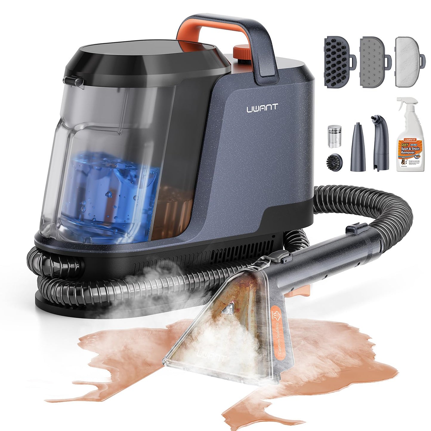 Uwant Carpet Cleaner Machine with Steam&Hot&Cold Water Models 18Kpa Powerful Suction Upholstery Cleaner Machine with Pet Pro Cleaner for Pets, Carpet Steam Cleaner Set of 1