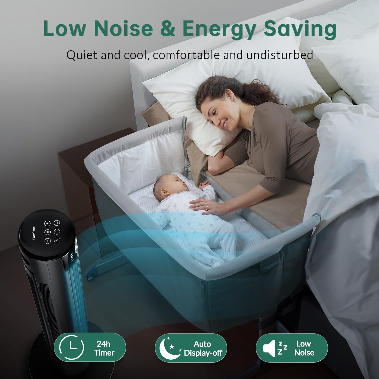 Provirtec Tower Fan For Bedroom 43 Inch With 120 Oscillating Quiet Cooling Tower Fan For Home, Stand Up Fan With Remote & App, S