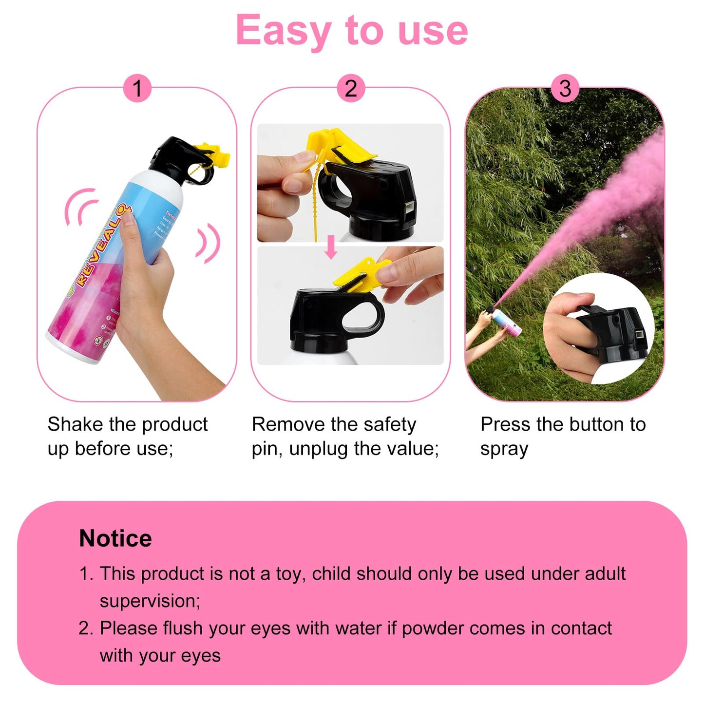 Merear Gender Reveal Fire Extinguisher 4 Packs, Gender Reveal Ideas, Girl Baby Reveal Party Idea for Gender Reveal Decorations(Pink)