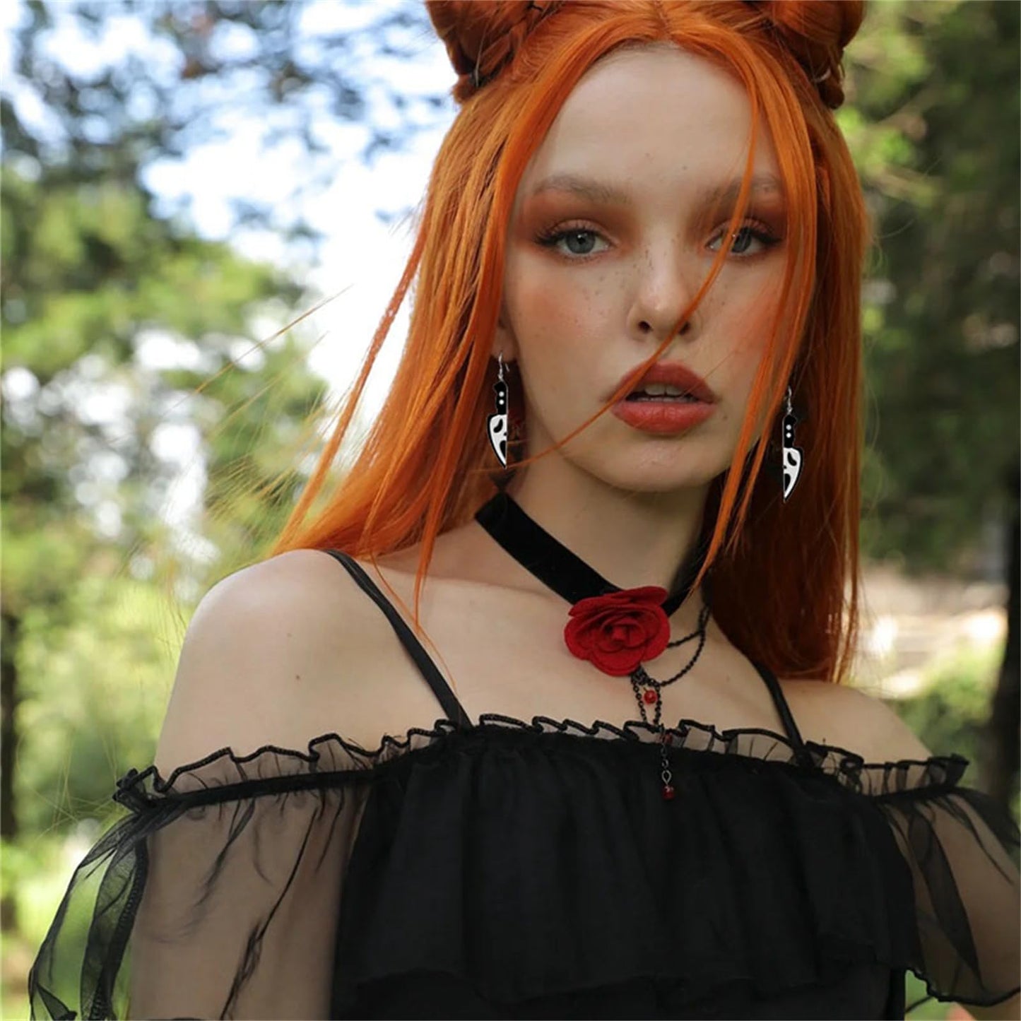 Spooky Ghost Pumpkin Earrings Halloween Cherry Earrings Funny Acrylic Candy Corn Earrings Cute Orange Pumpkin Spooky Ghost Skull