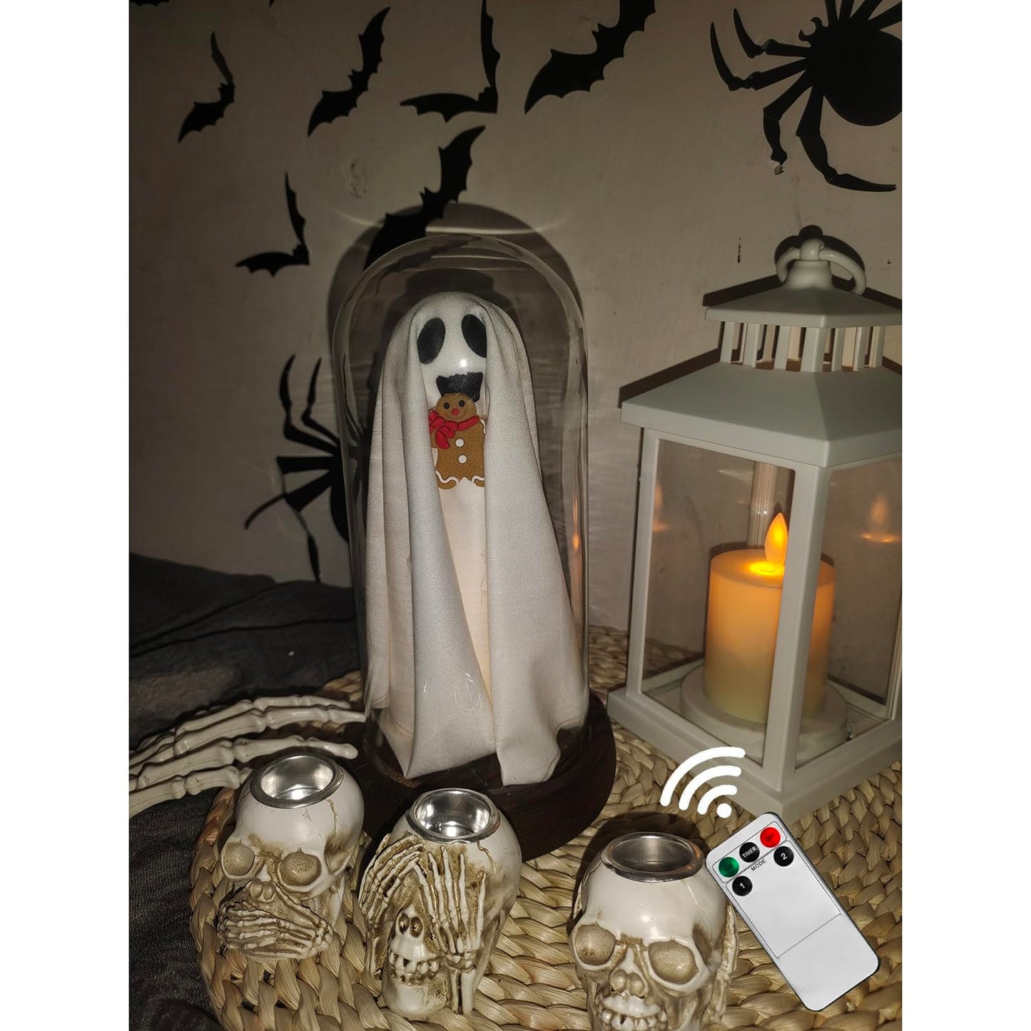 Halloween Decorations Indoor,OMG Gingerbread Man Ghost Decorations with Remote Control Lights, Light Up Ghost,Ghost Lamp for Home Kitchen Mantel Tabletop Party Decor and Holiday Decoration