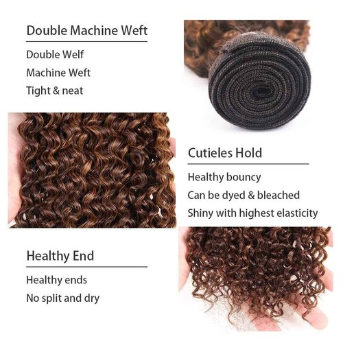 Habiliana Bundles Human Hair 16 18 20 Inch Jerry Curly Wave P4/30 Human Hair Bundles 11A Unprocessed Brazilian Virgin Quick Weave Hair Extensions for Black Women