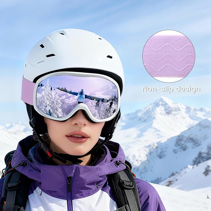 Ski Goggles OTG for Men Women, Anti-Fog Snowboard Goggles UV400 Protection Snow Goggles for Adult Youth