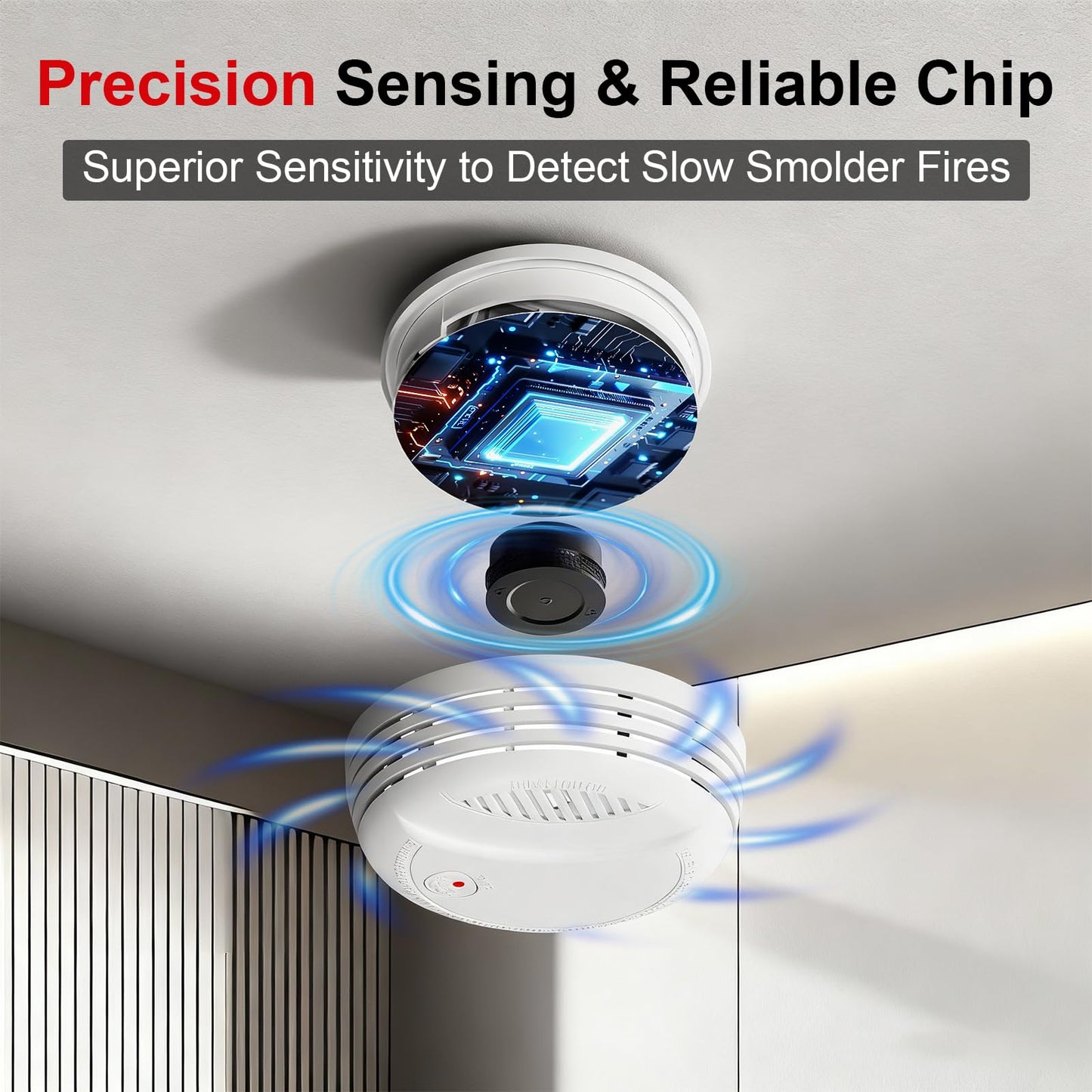 2 Pack Wireless Smoke Detectors for Home,Photoelectric Wireless Fire Alarms Battery Powered Design (not Included),Portable Operated for Travel,Attic Fire Alarm Universal RV Smoke Detector