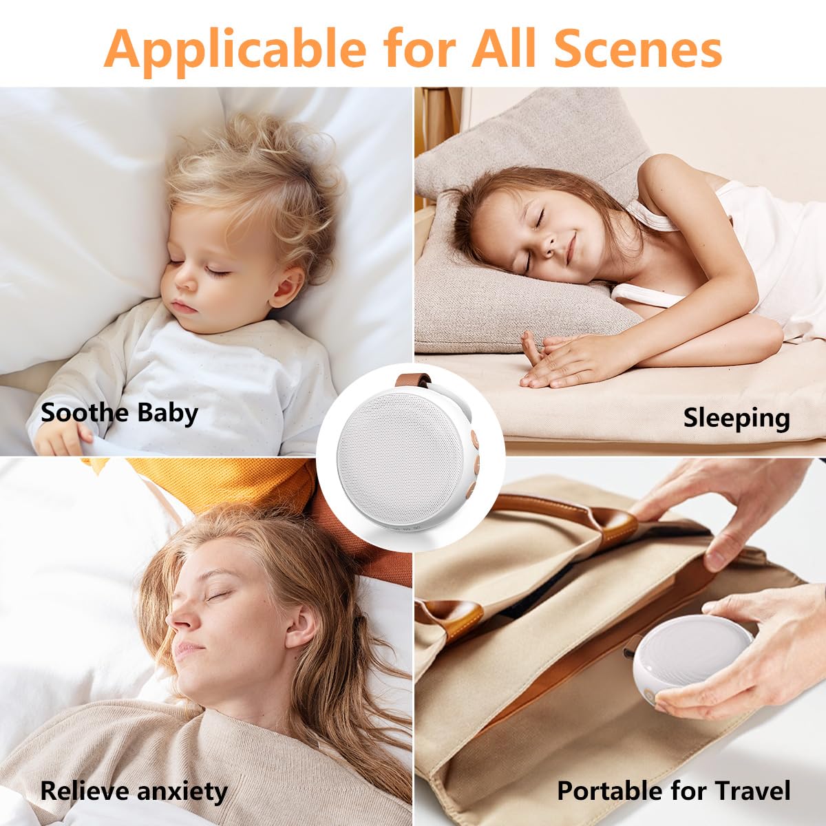Mini White Noise Machine Sound Machine with 30 Soothing Sounds 32 Volume Levels Baby Portable Sleep Soother Rechargeable Travel Sound Therapy Pink Brown Noise Sleep Machine for Kid Adult