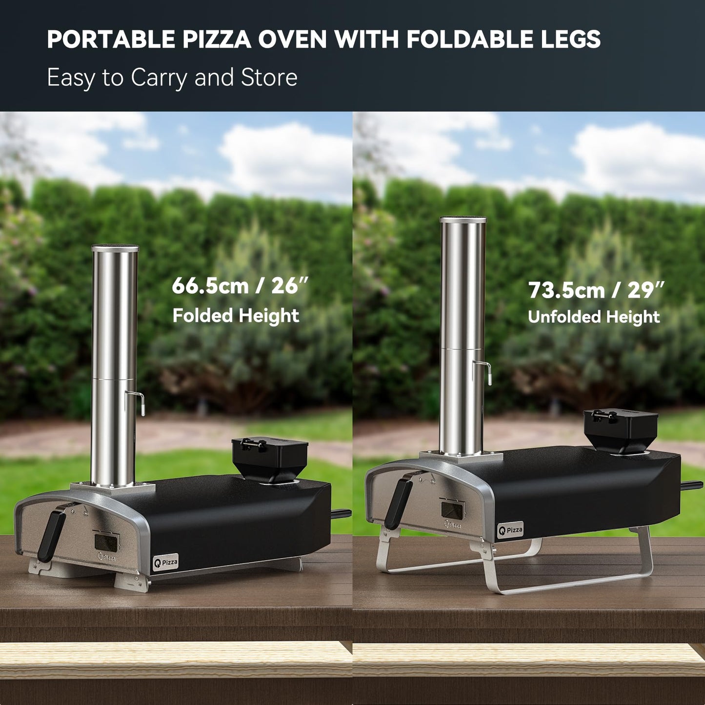 Q Pizza Portable Pizza Oven, Outdoor Pizza Stove, Wood Pellet Burning Pizza Oven with Pizza Stone for Outdoor Backyard Pizza Maker Garden Kitchen, PS105