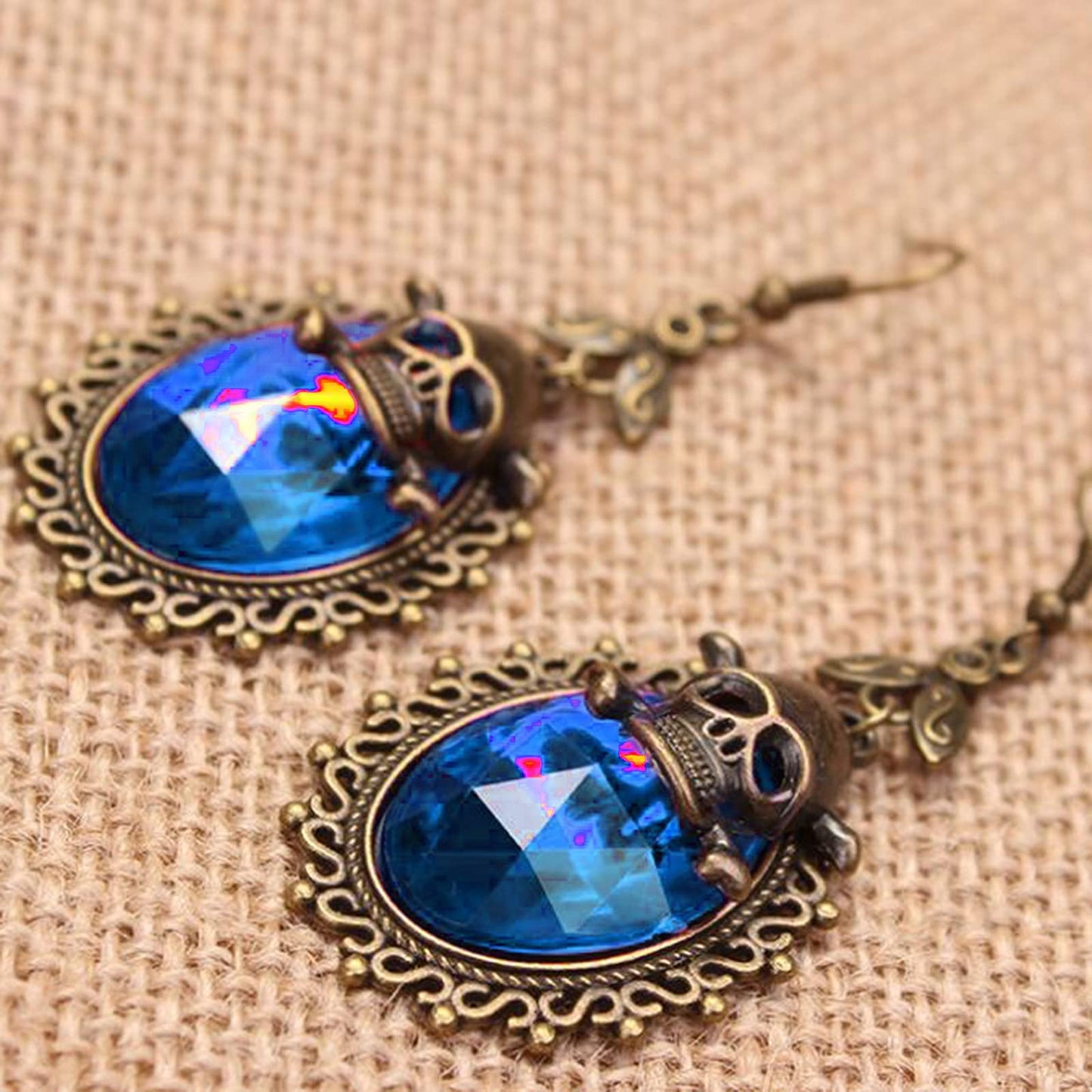 FUNOJOY Halloween Costumes Accessories Set for Women - Githic Skull Collar Necklace Bracelet,Vampire Masquerade Steampunk Victorian Lolita Lace Choker Jewelry Halloween Cosplay Party Supplies (blue)