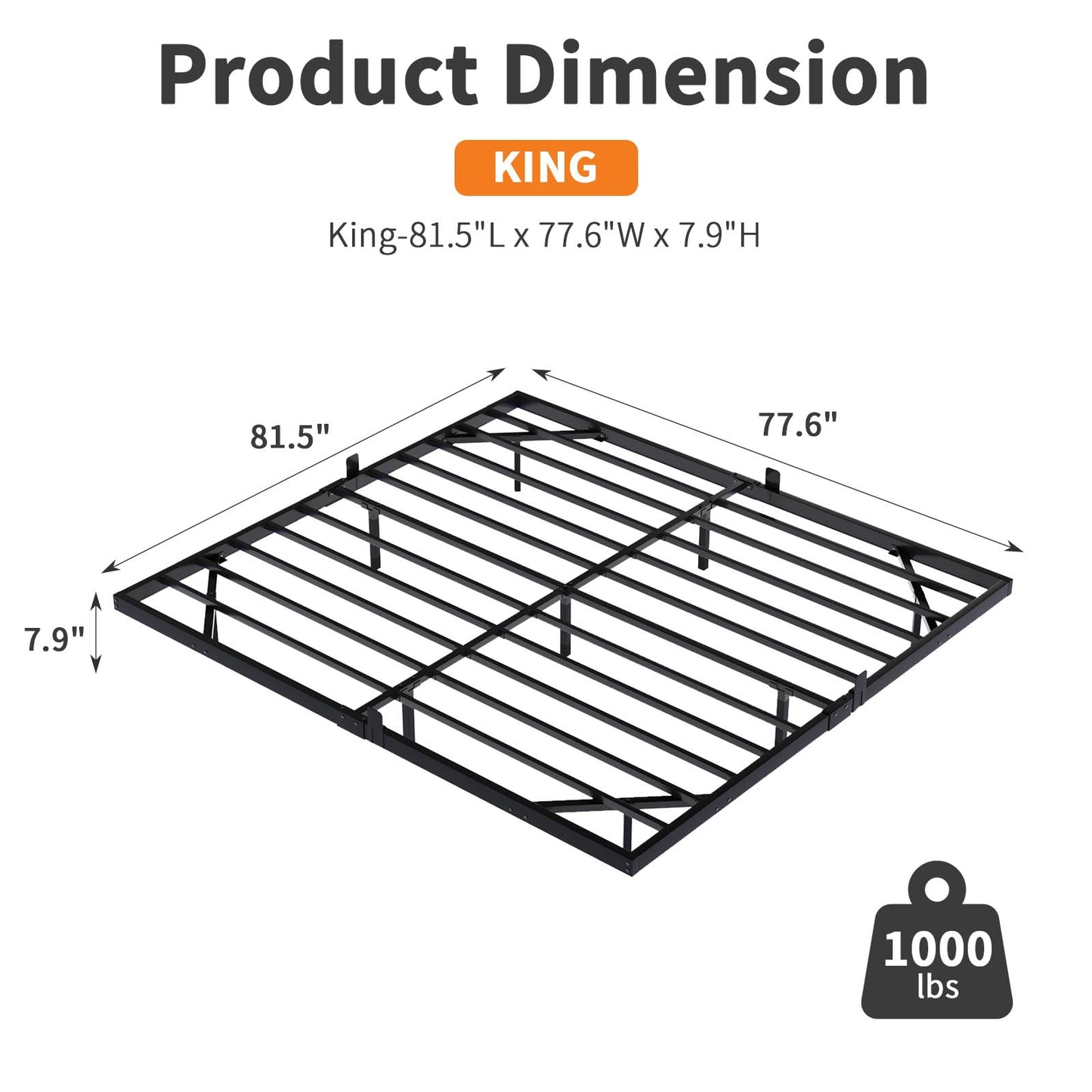 HOMBCK Floating Bed Frame King Size with Smart LED Lights, Modern Metal Platform, No Box Spring Needed/Easy to Assemble/Noise Free