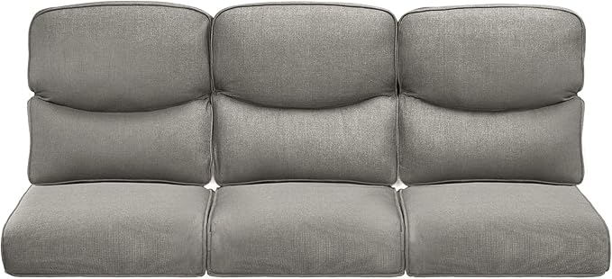 ACTREST Pop 22x25/22x24 Outdoor Cushions for Patio Couch Chairs Set of 3 - High Back Comfy Outside Seat Cushions for Lawn Wicker Dining Rocker Glider Loveseat 3-Seater Sectional Sofa - Grey/Smile