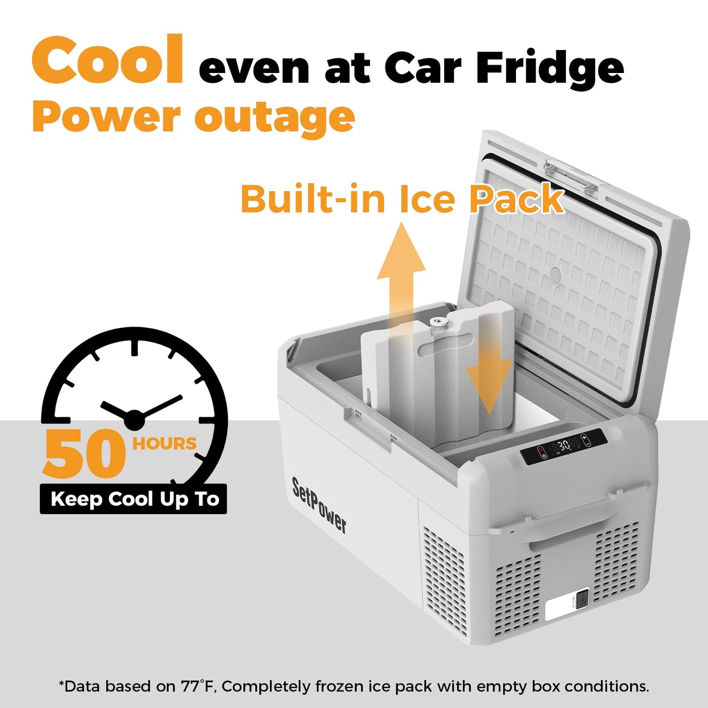 Setpower 12V Refrigerator 50 Hours Backup Cooling 21 Quart 12V Coolers for Vehicles Portable Freezer for Travel Car Fridge Electric Cooler for Car Camping Truck Van RV SUV Road Trip (RF20,Grey)