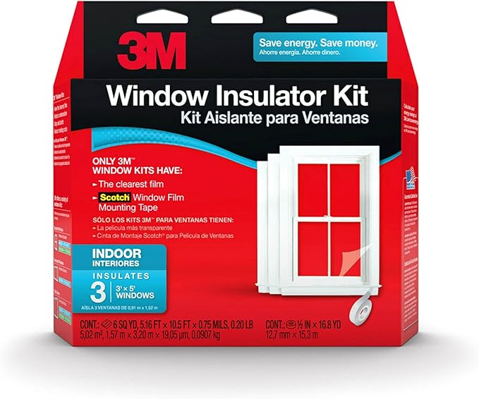 3M Indoor Window Insulation, Insulator Kit for 3 Windows 3ft x 5ft, Keeps Cold Air Out and Warm Air In, Includes Heat Shri...
