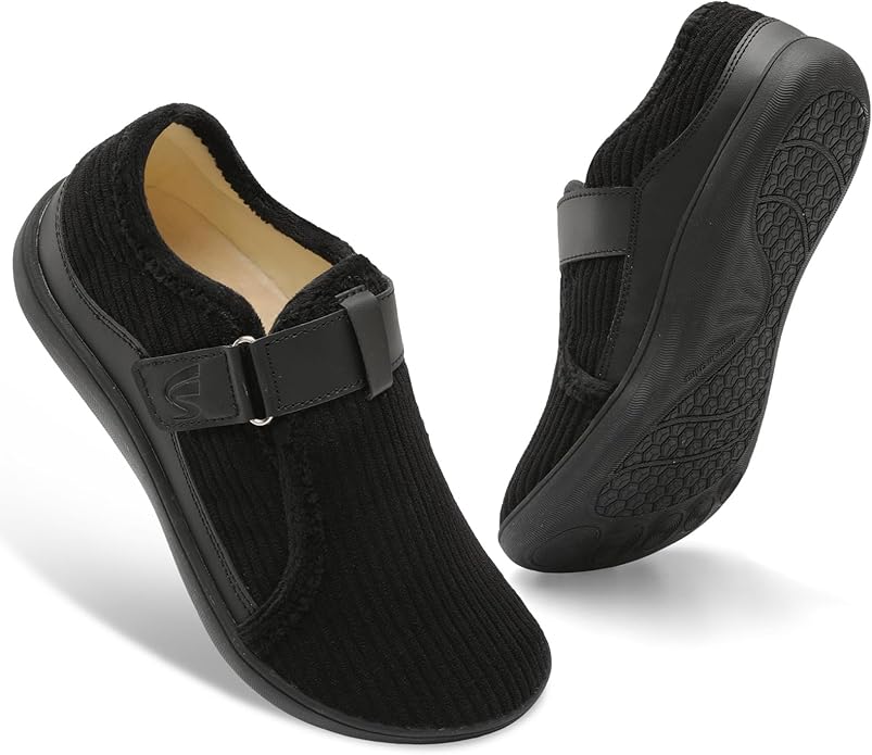 Spesoul Wide Womens Slippers Adjustable House Shoes Indoor Outdoor Barefoot Slippers Cozy Walking Shoe Swollen Edema Diabe...
