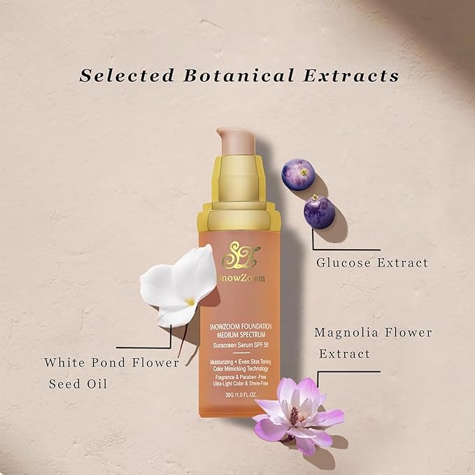 Medium/Light Spectrum-Color Changing Foundation 4 in 1 -with SPF 50+,Hydrating Longwearing & Waterproof，Makeup Care (Deep Natural -for darker skinned people, 1.2oz)