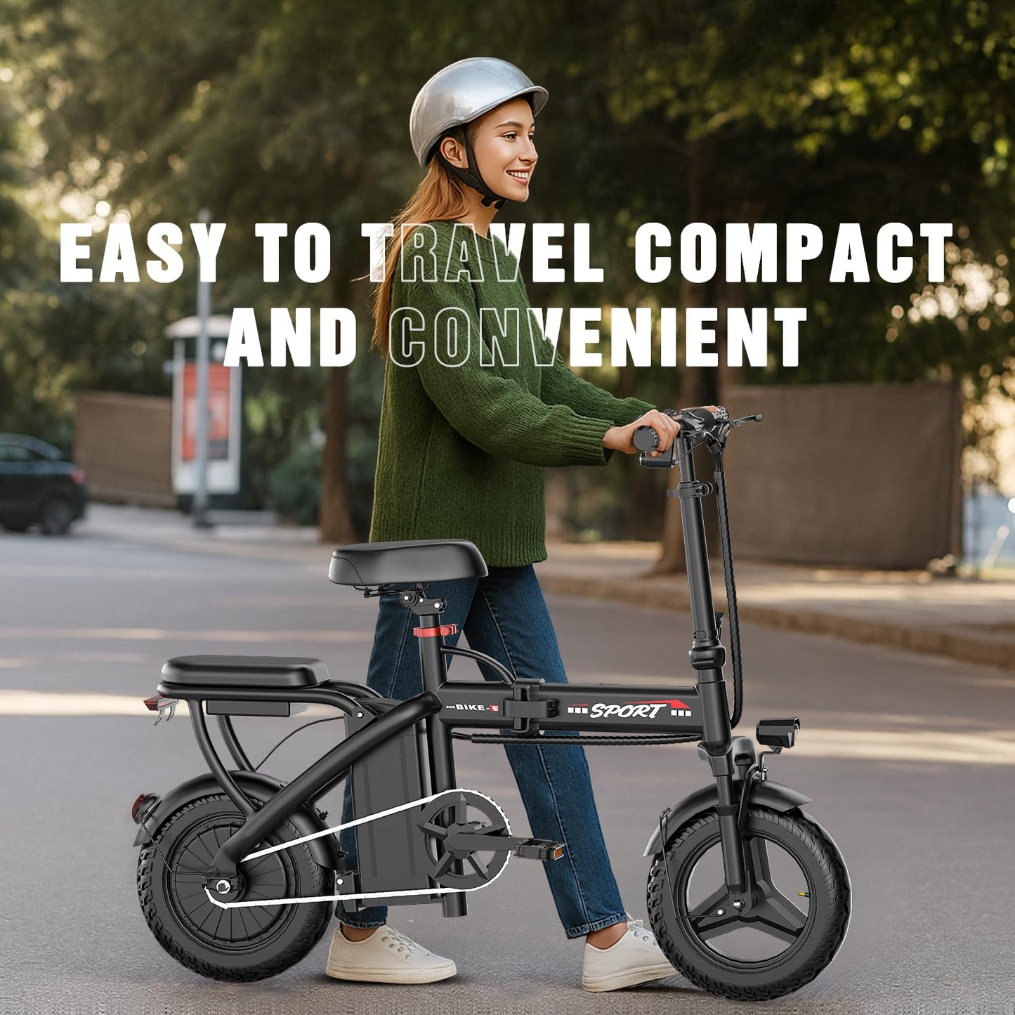 ASKGO Z6 Foldable Electric Bike for Adults, 14" Electric E-Bike with 500W Peak Motor, Max 25Miles 20MPH Electric Bicycles, Dual Front Suspension