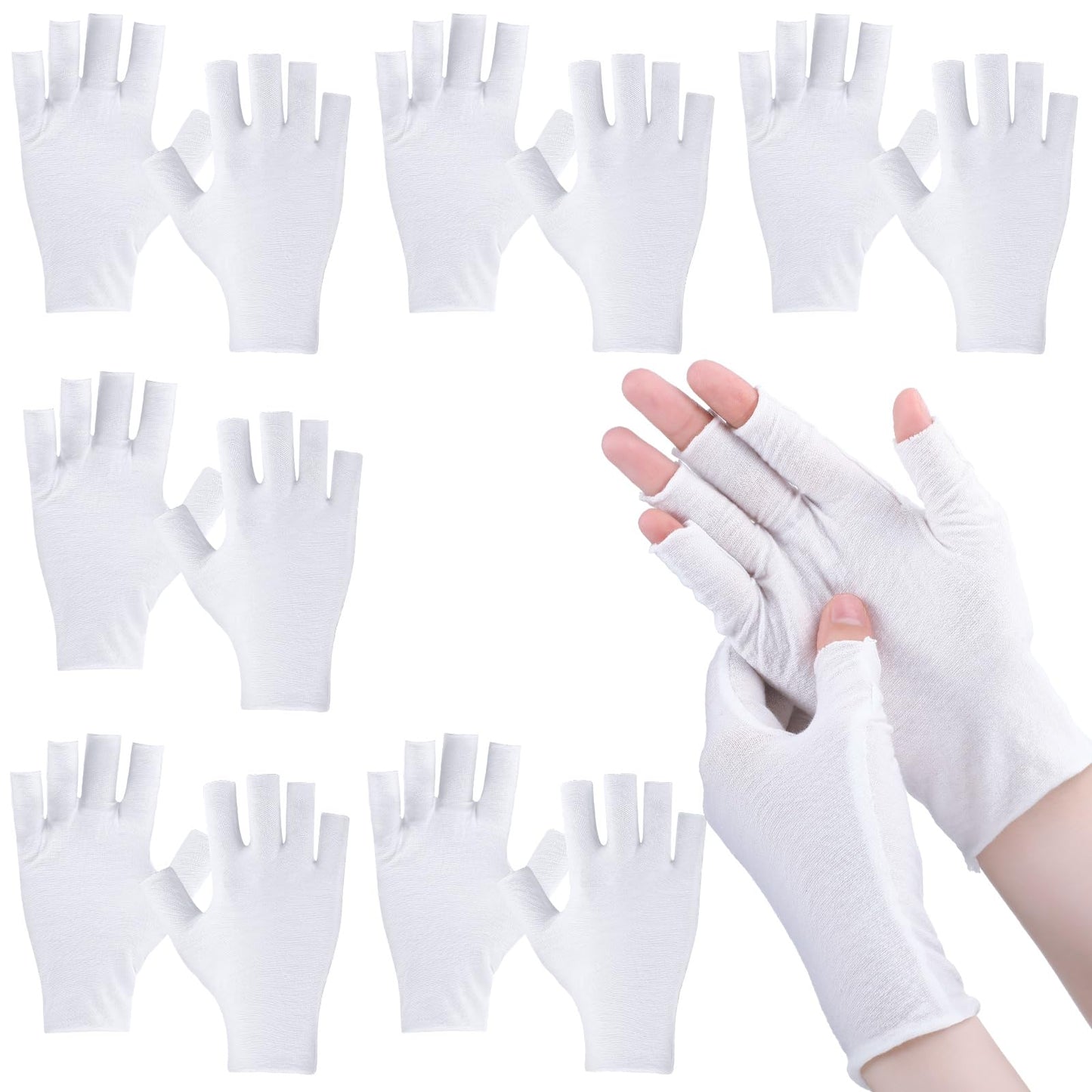 Geyoga 6 Pairs Fingerless Moisturizing Gloves Eczema Cotton Gloves for Adults Half Finger Touchscreen Lotion Overnight Dry Hands