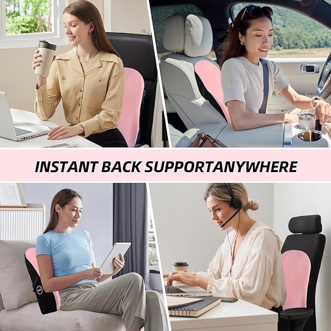 LIQUN Memory Foam Seat Waist Pillow, for Office Chair, Car, Game Chair Lower Back Pain Relief and Improve Posture Lumbar Support Pillow, (Pink)