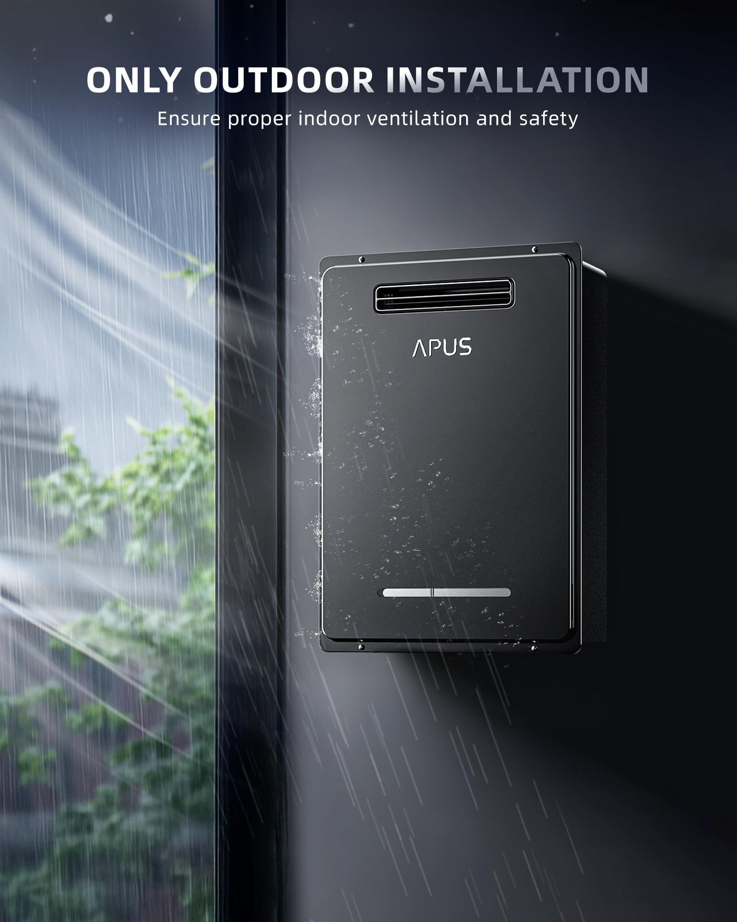 APUS 190,000 BTU Outdoor Tankless Water Heater, 8.1 GPM Propane Instant Hot Water Heater with WiFi & Remote Control, High Efficiency for Supports 5 Outlets