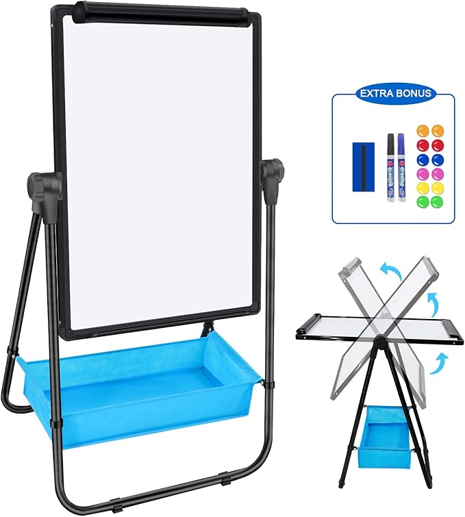 Dry Erase Board with Stand - Double Sided 28"x20" Portable Writing Whiteboards, Height Adjustable & 360° Rotating U Stand ...