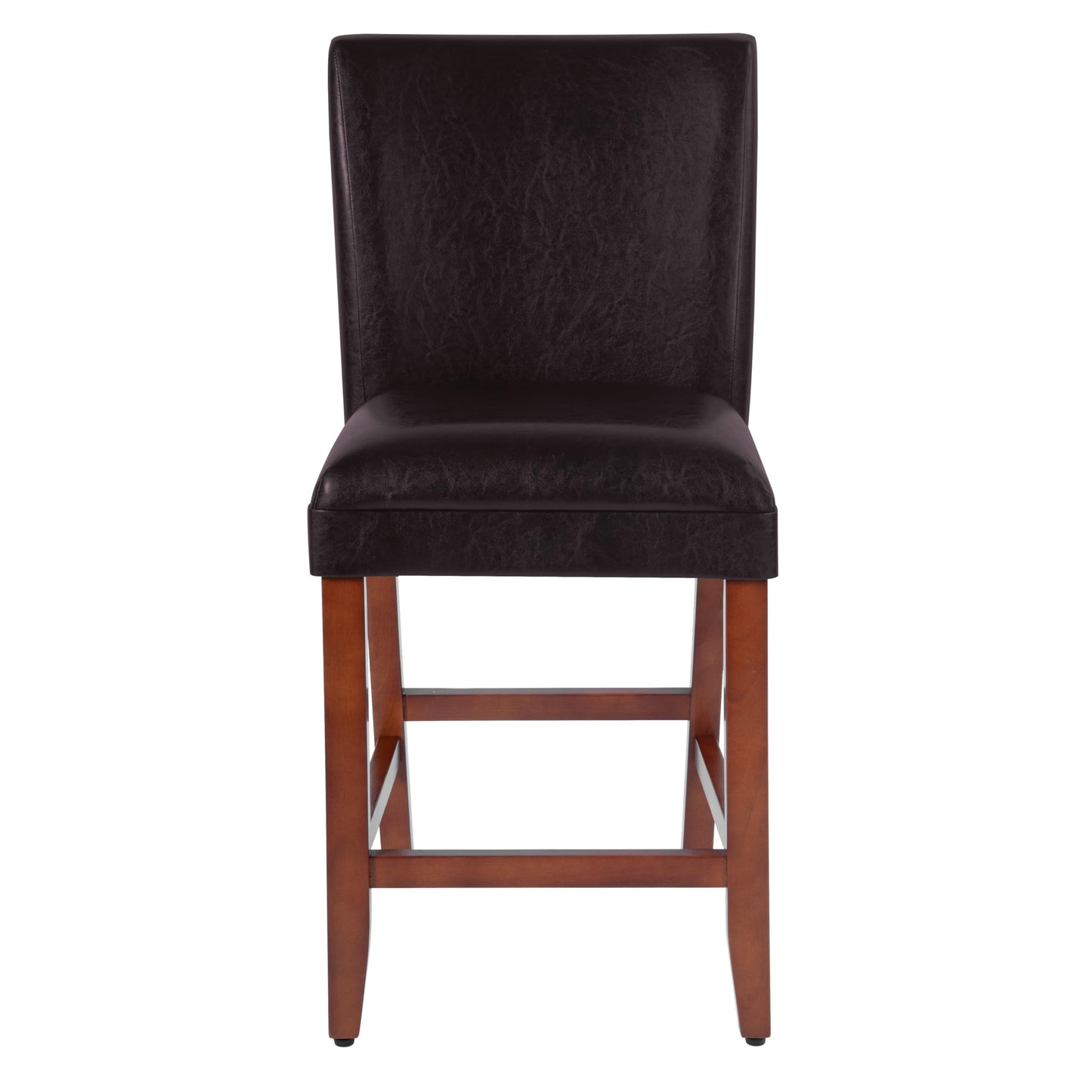 Homepop Home Decor | Classic Counter Height Bar Stools | Faux Leather 24 Inch Bar Stools | Decorative Home Furniture (Brown Faux)