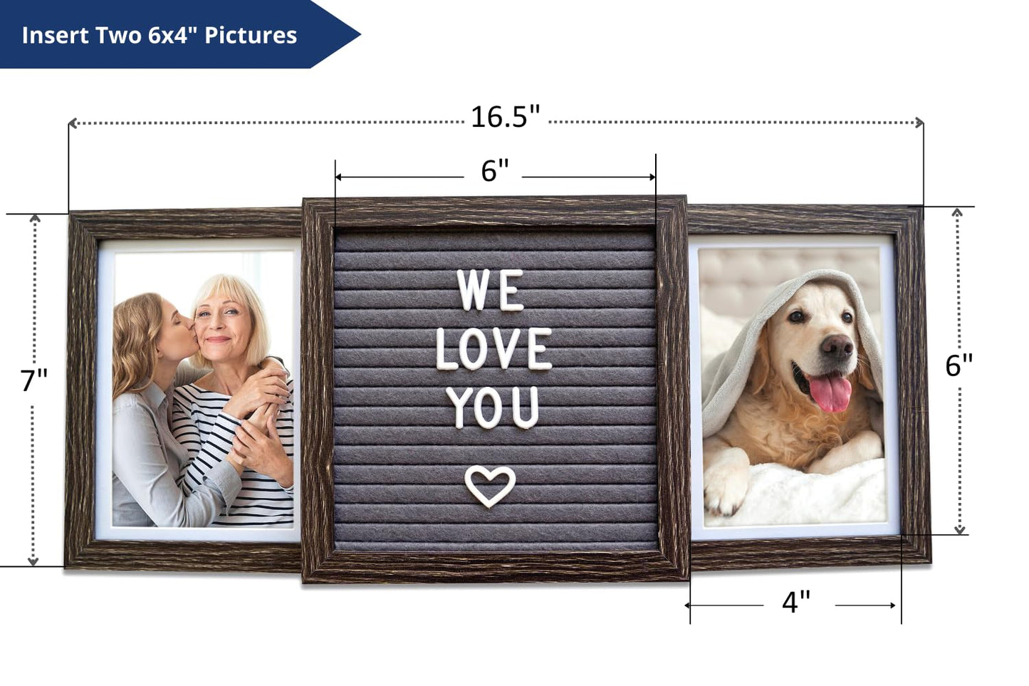 Oak letters Personalized Father’s Day Picture Frame for Dad or Grandpa – Custom Two Photo Frame with Letter Board – Thoughtful Gift from Kids, Daughter or Grandkids for Papa, Pops, or Poppy