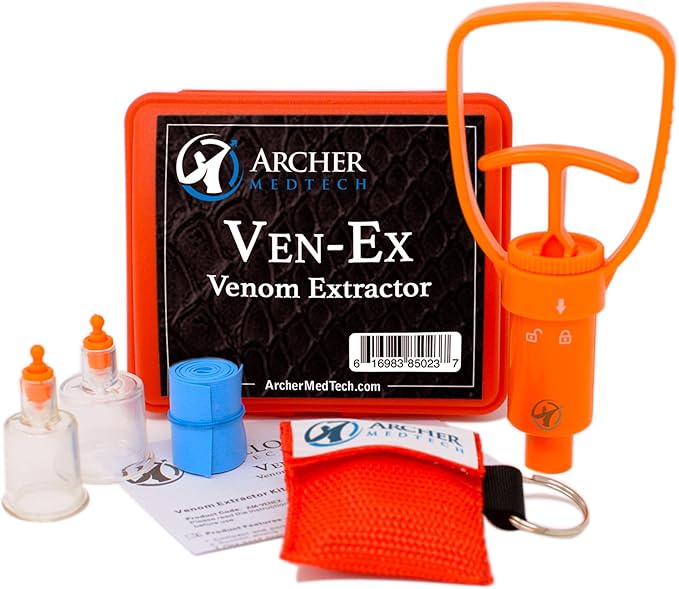 Archer MedTech Ven-Ex Snake Bite & Bee Sting Kit – Portable Venom Extractor Pump with Tourniquet, One-Hand Operation, Bonu...