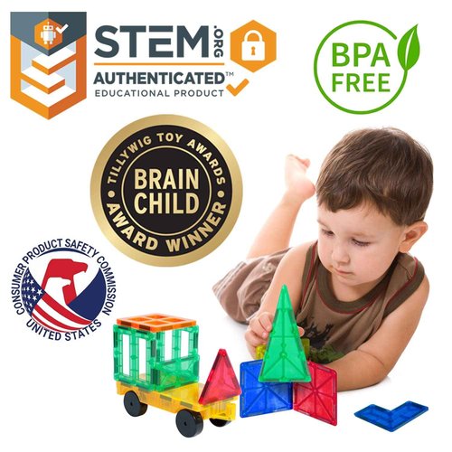 Tytan TILES 220-Piece SUPERSIZED Magnetic Tiles Building Set, 1000s of Creations, Large 3D Castles, Massive Vehicles, & Rocket Ships, Kids’ STEM Toy, Architecture, Innovative Play, Ages 3 and Up