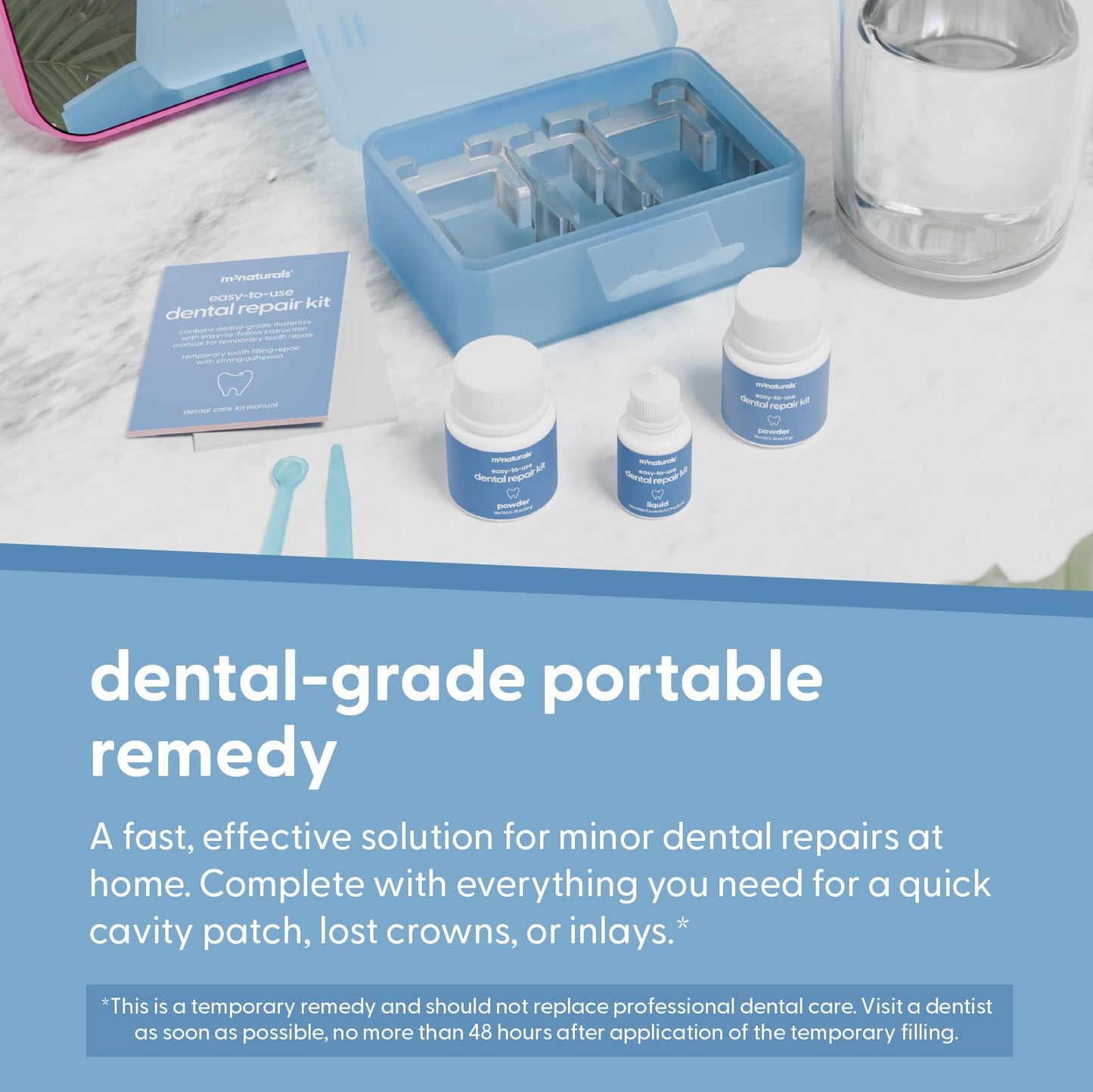 Dental Tooth Repair Kit, Dental-Grade Materials, Temporary Filling Composite for Cavities, Loose or Lost Crowns and Fillings, Caps and Inlays, Travel Case Included, by M3