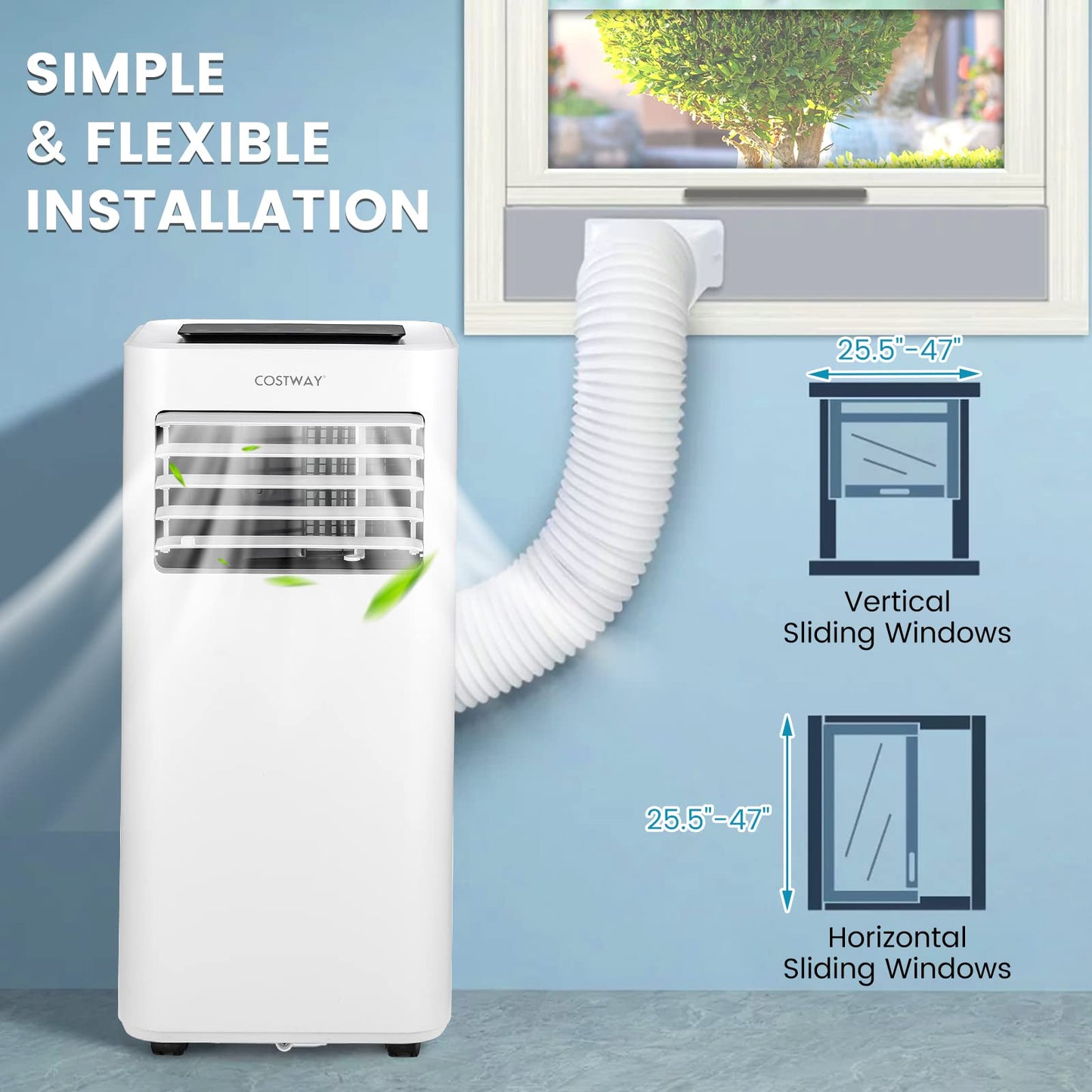 Costway 8000 Btu Portable Air Conditioner, 3 In 1 Ac Unit, Fan & Dehumidifier W/Sleep Mode, 24H Timer, Led Display, Child Lock,