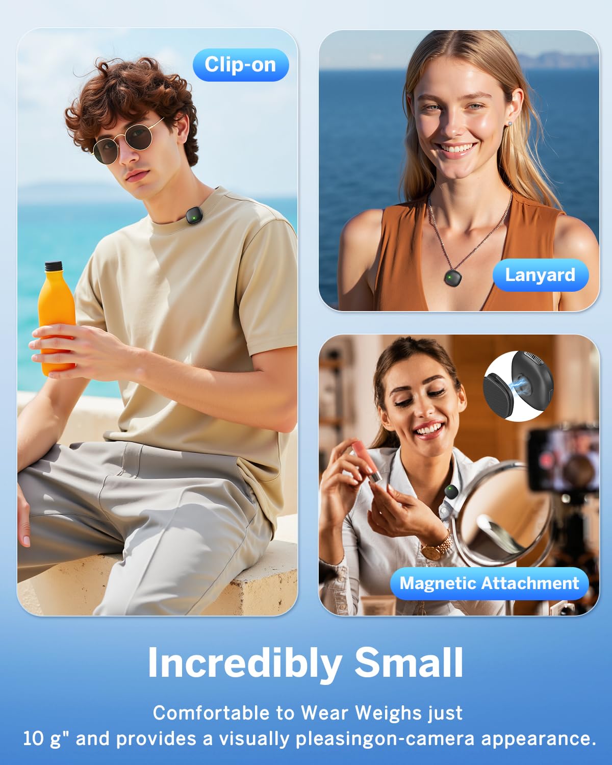 Wewahiver Mini Wireless Lavalier Microphone For Iphone/Android, Lapel Mics With Usb-C/Lightning Plug-Play, Ai Noise Cancelling,