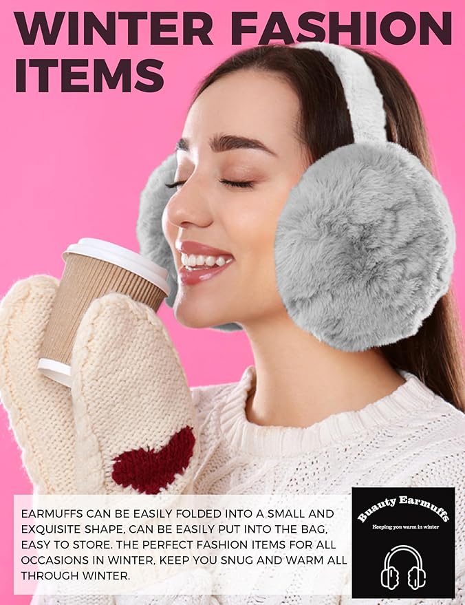 Buauty Ear Muffs Winter Women Men Soft Earmuffs Cute Ear Covers Cold Weather Fluffy Ear Warmers Headband Winter Accessories