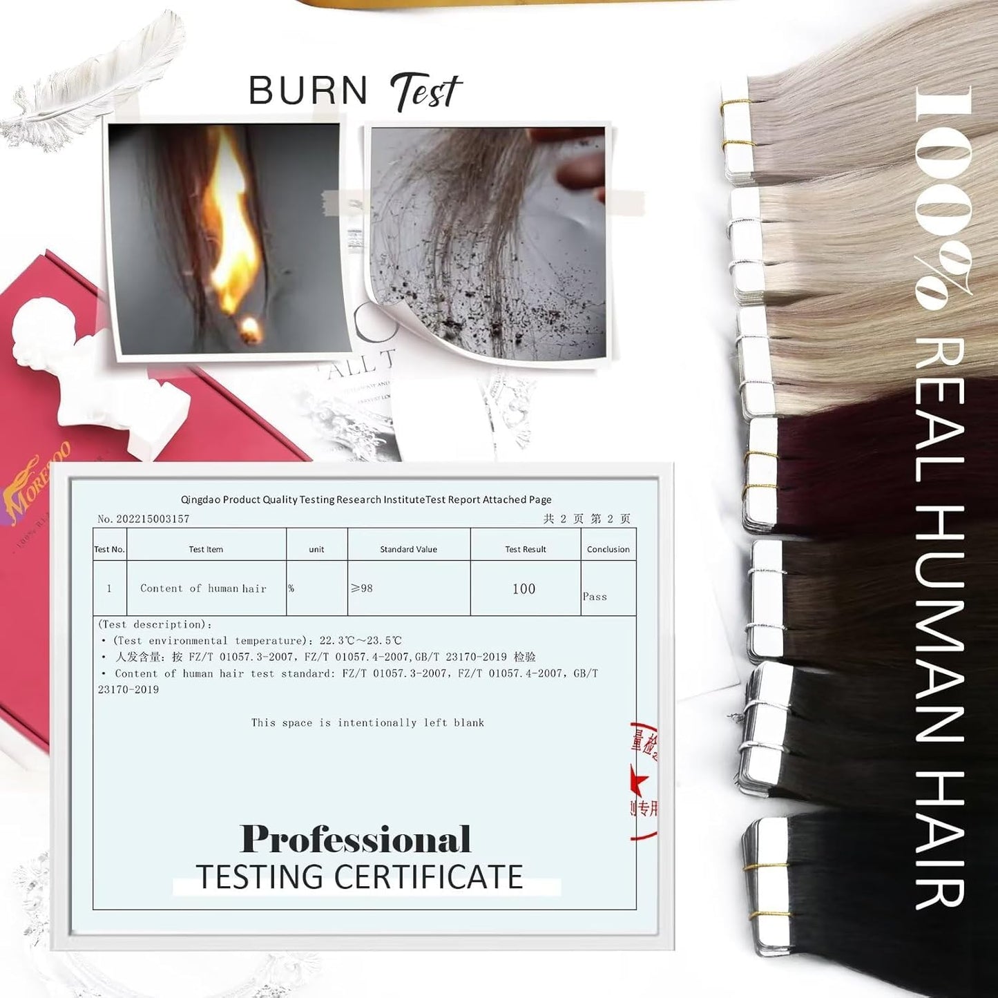 Moresoo 40 Pcs Human Hair Extensions Tape in Brown Tape in Hair Extensions 16 Inch 100g Extensions Real Human Hair Glue in Exten