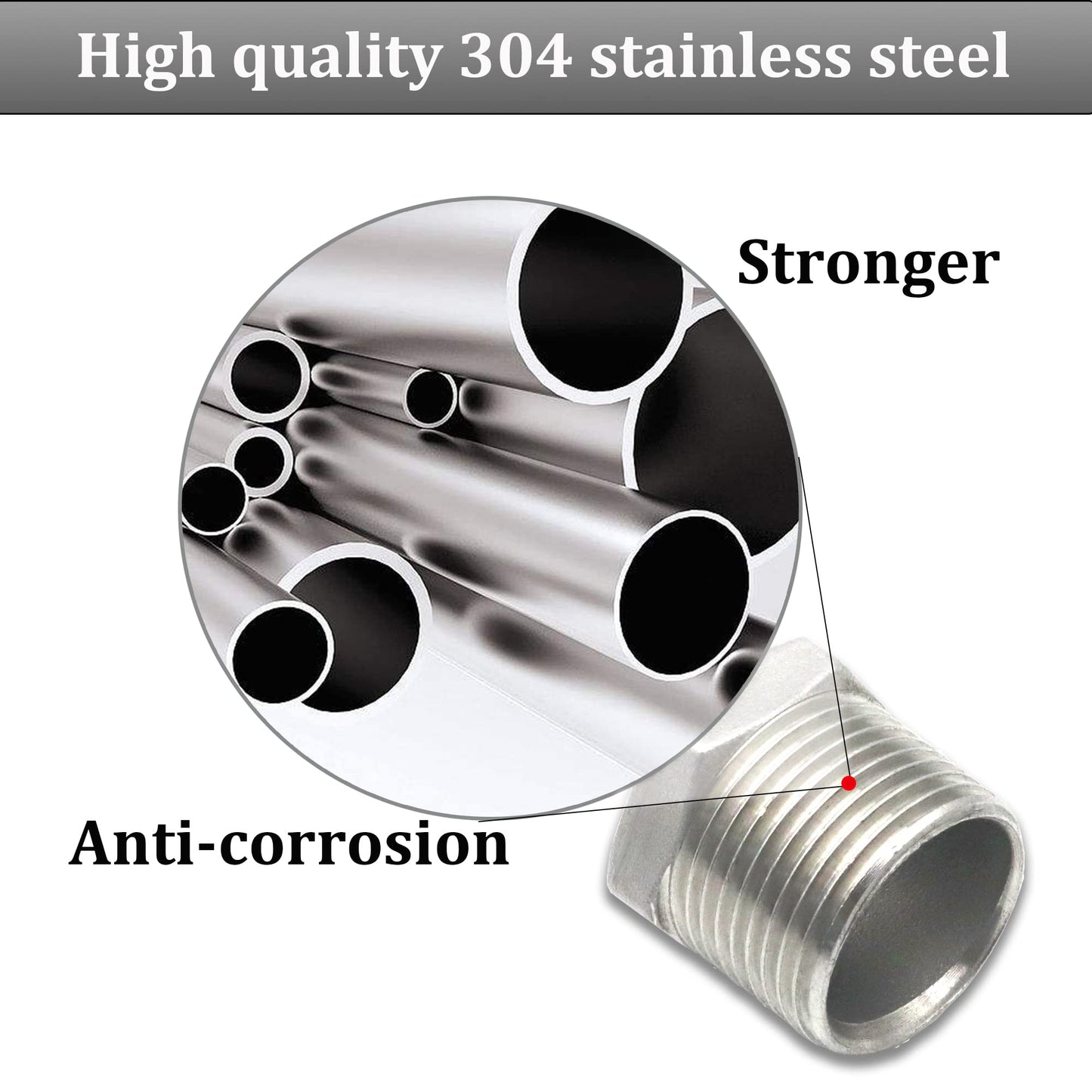 2 Pcs Reducer Hex Bushing, 304 Stainless Steel 1" Male NPT to 3/4" Female NPT（ 1"MNPT - 3/4"FNPT） Pipe Fitting Hex Bushing, Heavy Duty Pipe Fitting Reducer Adapter