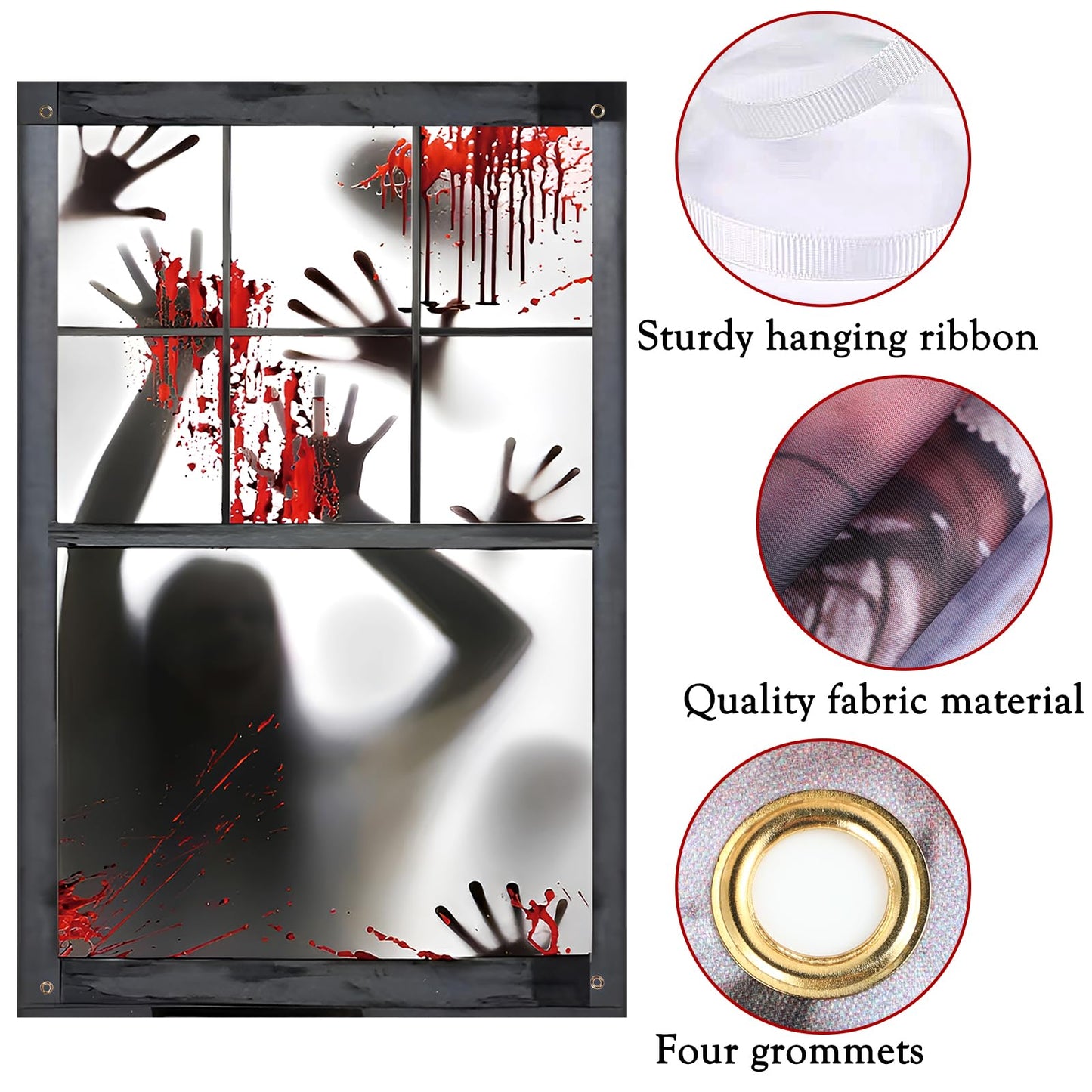 Halloween Window Decorations 31.5x47.2" Window Door Wall Cover Scary Halloween Decorations Indoor Outdoor Party Decor