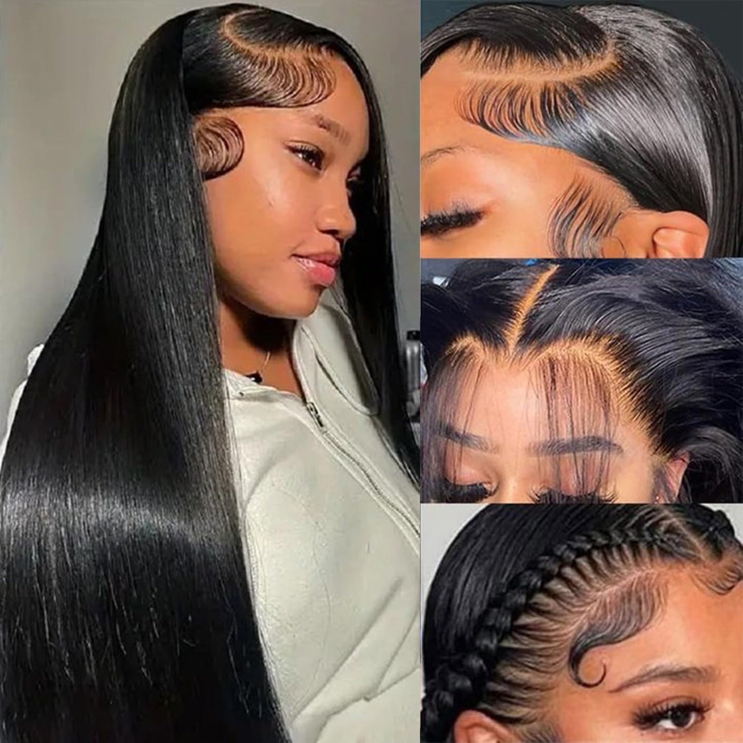 Mihugass 13x6 Lace Front Wigs Human Hair For Women 250% Density #1 Jet Black Color Full Lace Frontal Wigs Affordable HD Transpar