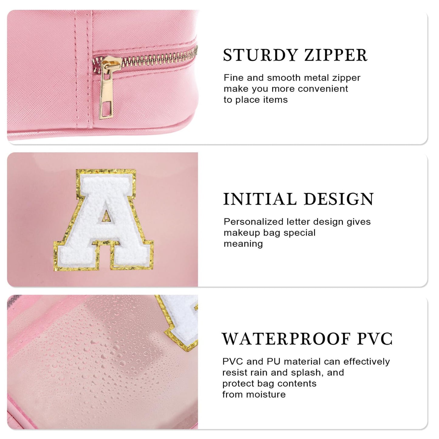 YOOLIFE Travel Toiletry Bag for Women, Pink Clear Makeup Bag Cute Make Up Bag for Women Cosmetic Bags Skin Care Makeup Bag Organizer Birthday Gifts for Women Teacher Mother Girlfriend Initial P