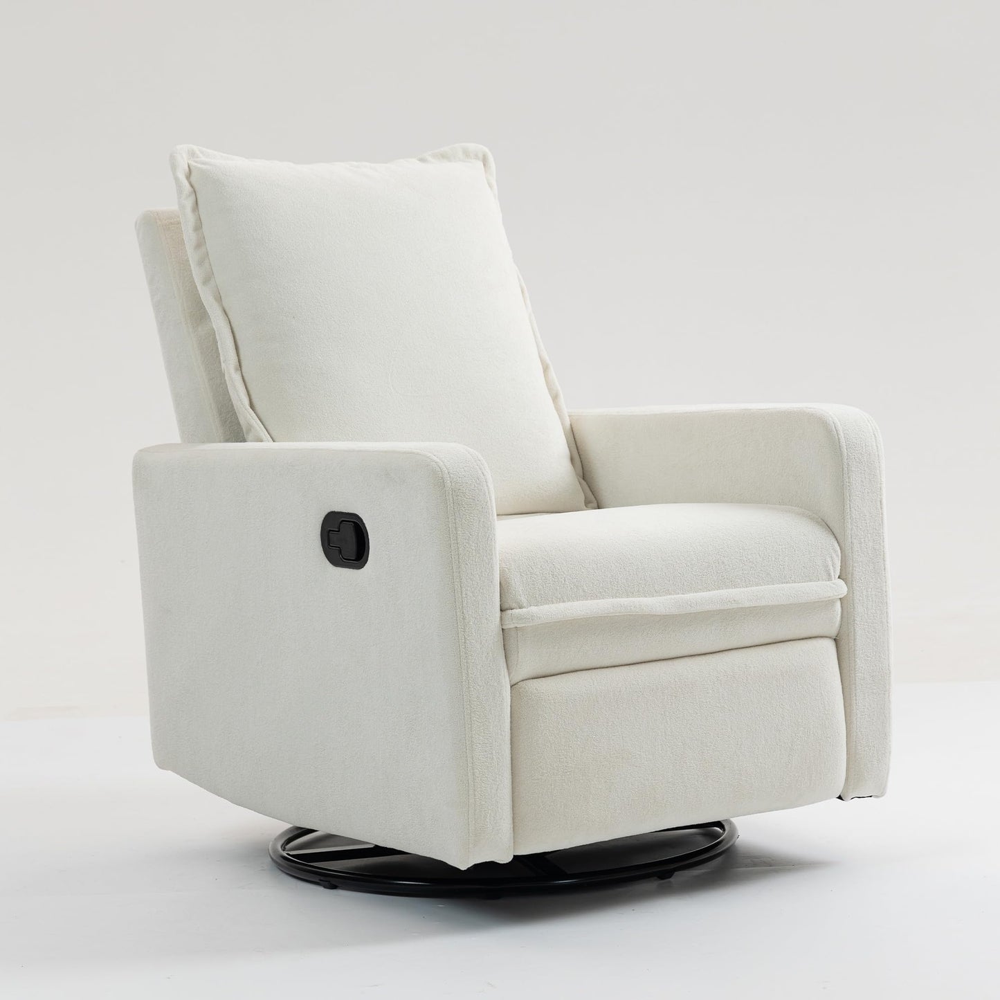 ERYE Modern Lounge Reclining Chair Boucle Upholstered Glider Rocker Chair Manual Recliner Armchair Nursery Armchair with Footrest Pedal for Home Bedroom Living Room