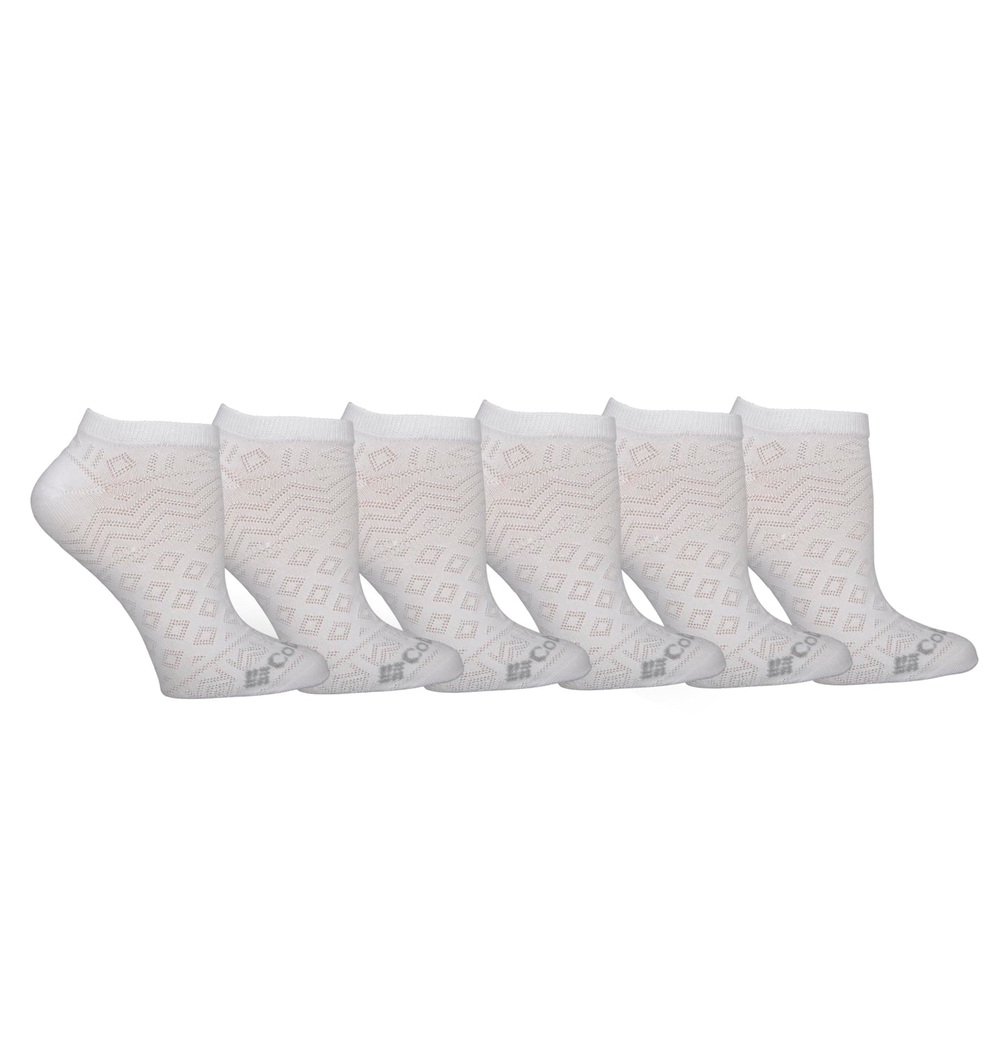 Columbia Women's 6-pair Mesh Lightweight No Show Socks, White, 4-10 Hiking Socks