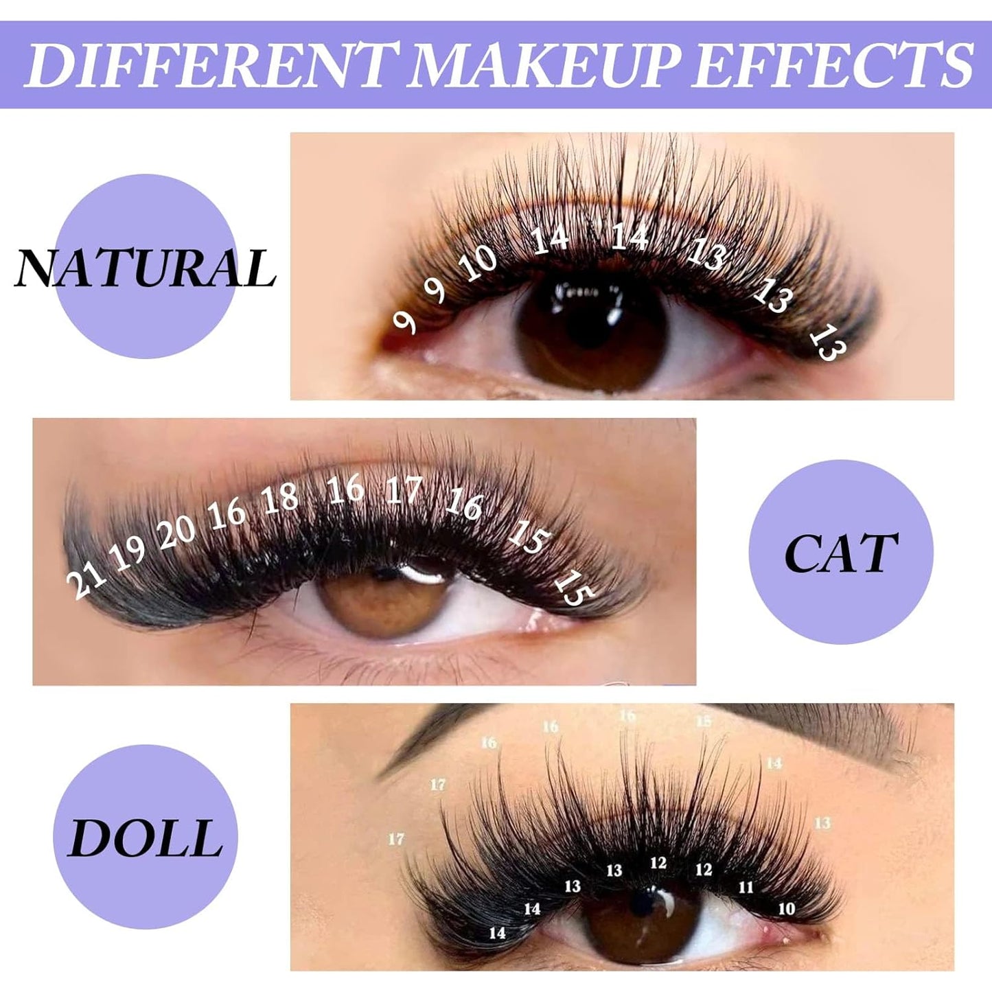 Easy Fan Volume for Lash Artists: Wendy, Handmade Fans for Eyelash Extensions, Self Fanning, Blooming, B-KH, Black, D-0.05-15