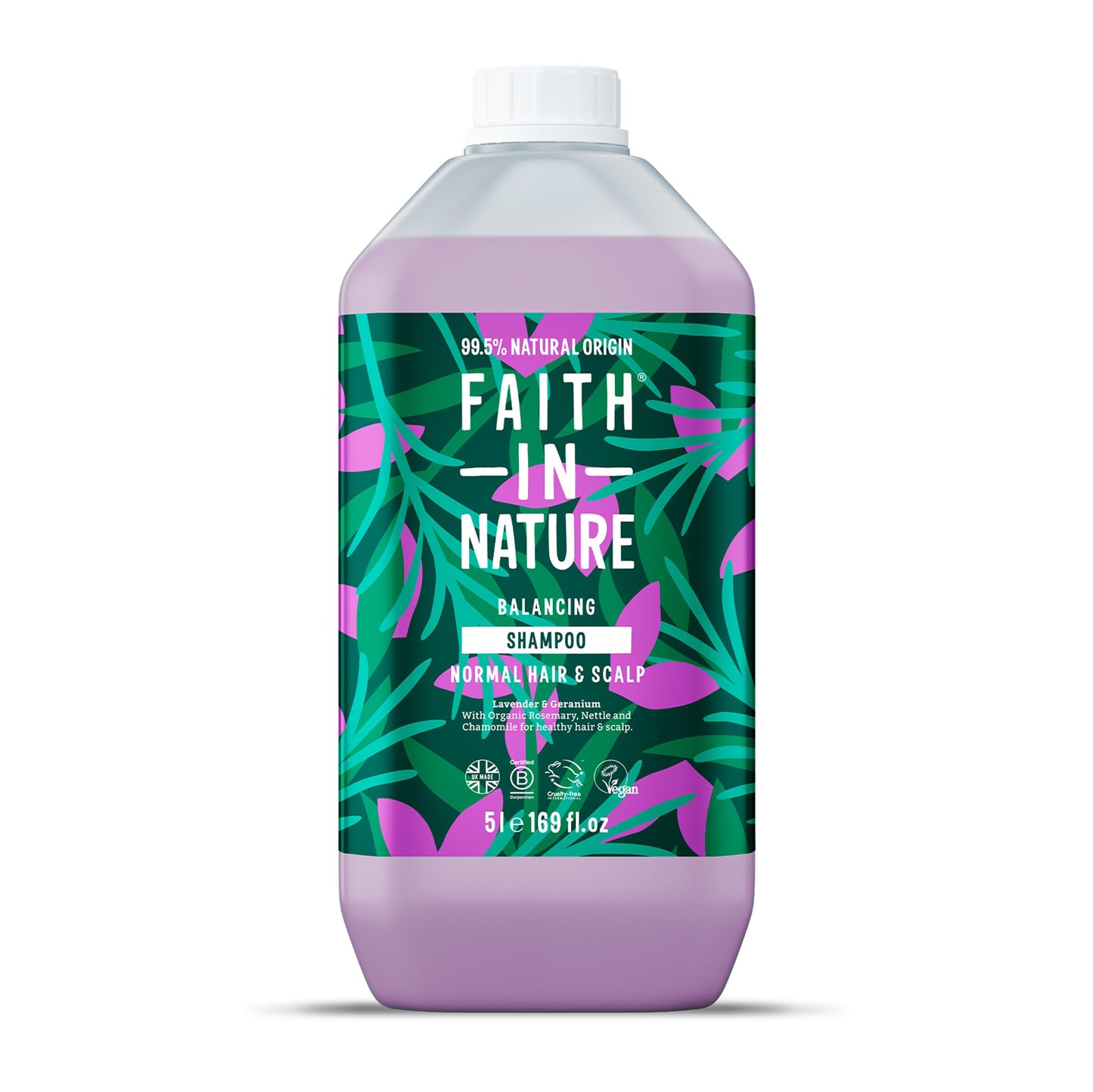 FAITH IN NATURE Natural Shampoo - Vegan & Cruelty Free, No SLS or Parabens - 169 fl oz Refill Pack, Lavender & Geranium
