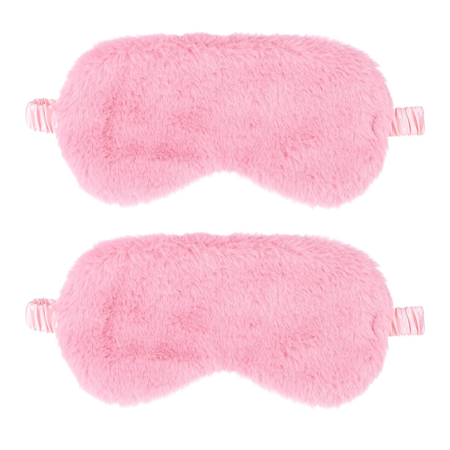 2 Pcs Plush Eye Mask Soft Sleeping Blindfold Eye Cover Comfortable Furry Faux Fur Sleeping Mask Satin Nap Night Eyeshade Cover for Women Men Gift (Pink)