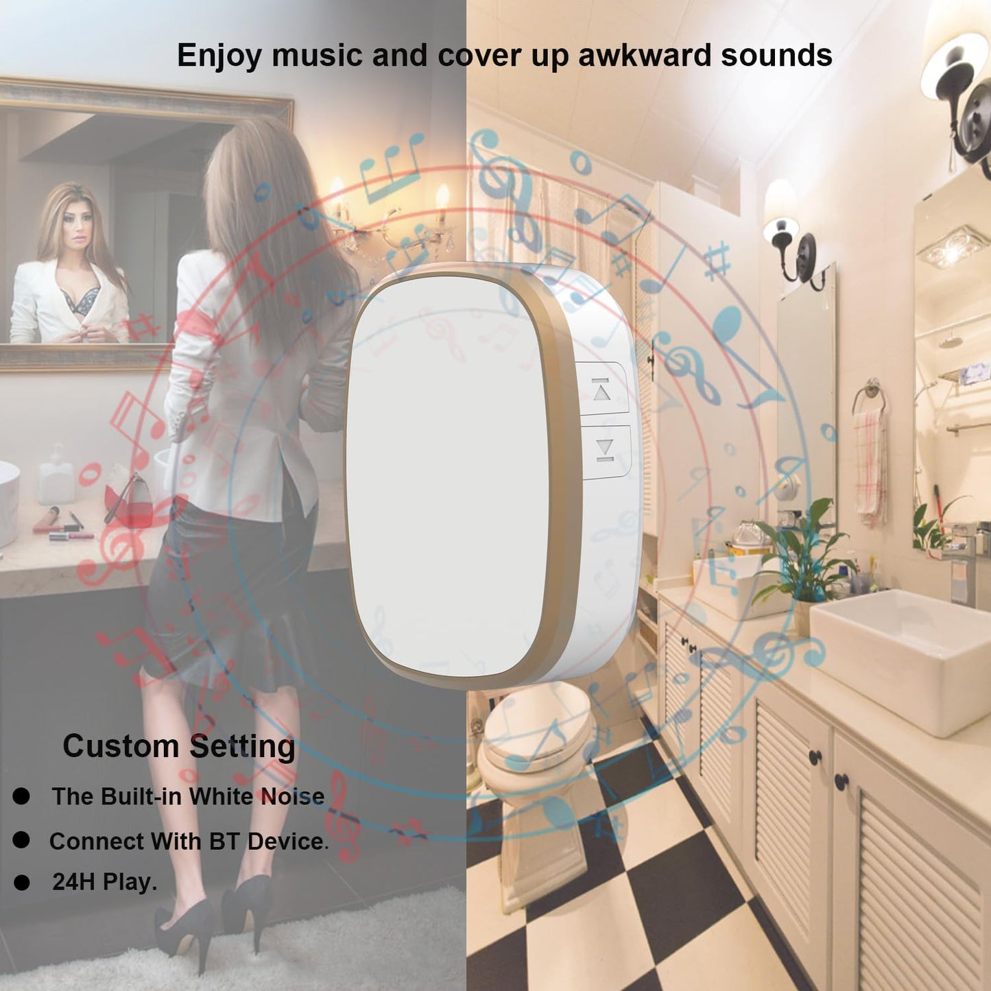 White Noise Sound Machine, 36 Relaxing Sounds Including Natural Soothing Sounds and Sleep Noise, Speaker for Home, Office, Hotel，Toilet，for Portable Travel. (Light White, smal)