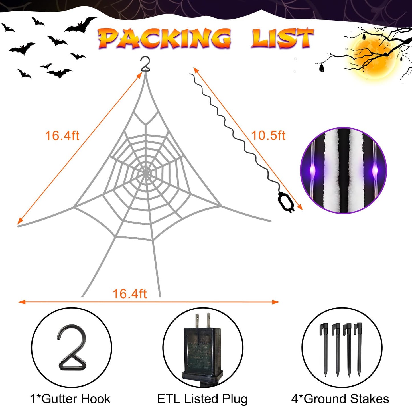 Giant Spider Webs Decoration Outdoor,Halloween Spider Web for Scary Halloween Yard Decorations,Halloween Decorations Outdoor