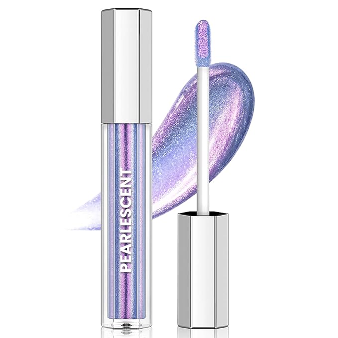 HOSAILY Purple Glitter Lip Gloss Liquid Lipstick, Diamond Shimmer Metallic Sparkly Iridescent Chameleon Lilac Lip Gloss Gi...