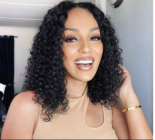 ISEE Wear and Go Glueless Wigs Bob Wigs Human Hair Pre Plucked Water Wave Lace Front Wigs Human Hair Upgraded No Glue Transparent Lace Closure Wigs Human Hair for Women Natural Black 12 Inch